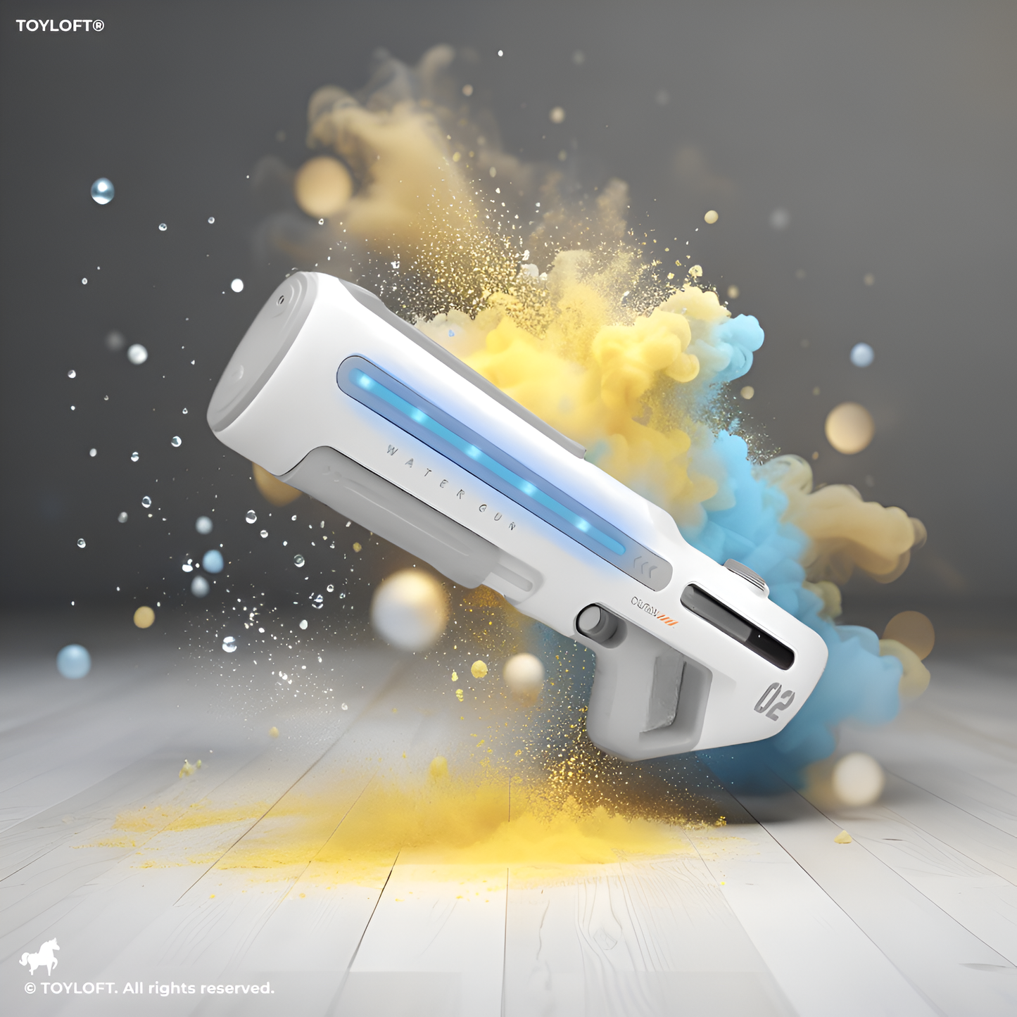 White - HydroBlaze X1000 - High-Pressure Electric Water Gun – 62cm Powerful Automatic Water Blaster with LED Lights for Adults, Perfect for Outdoor and Pool Fun LMI14432