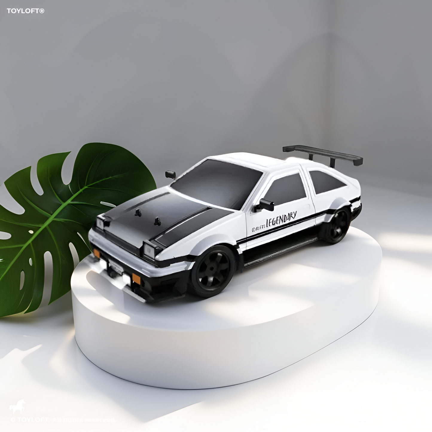 1:16 Scale RC Drift Car - AE86 Retro Racing Stunt Car with LED Lights, 2.4GHz High-Speed Remote Control Toy for Boys & Adults, 4WD On-Road Drift Stunt Vehicle (White/Black) LMI15079