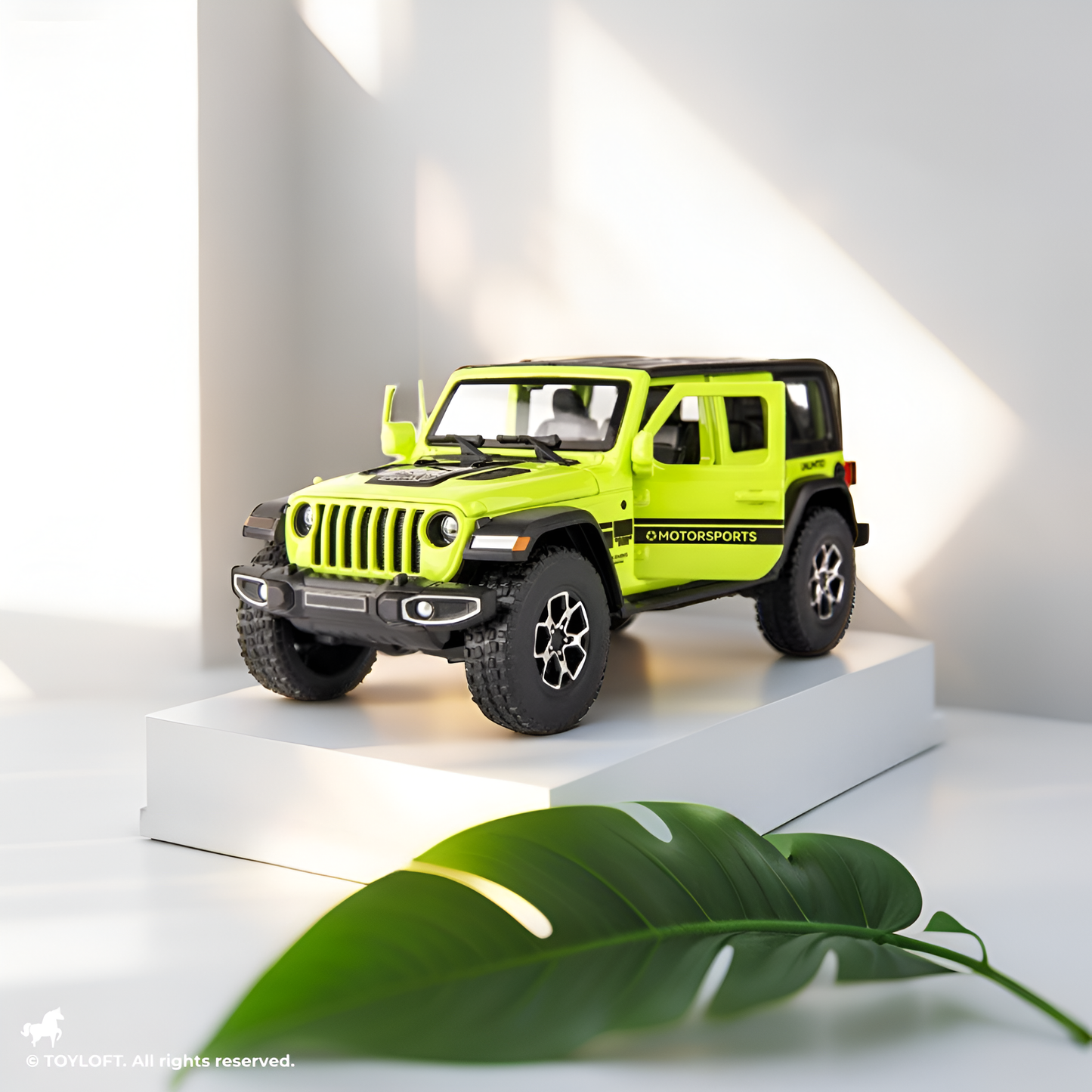 Green - Wrangler Jeep Diecast Model Car – Alloy Pull Back Toy with Lights & Sound | Off-Road Vehicle Collectible Gift for Kids Scale 1:32 - TV4896