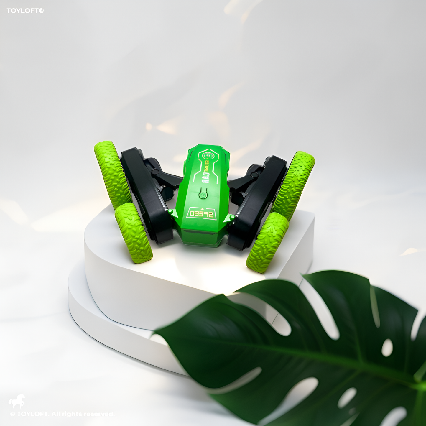 Green - Turbo Stunt Car – 360° Flip RC Car for Kids, Rechargeable Remote Control Toy Vehicle LMI15815.