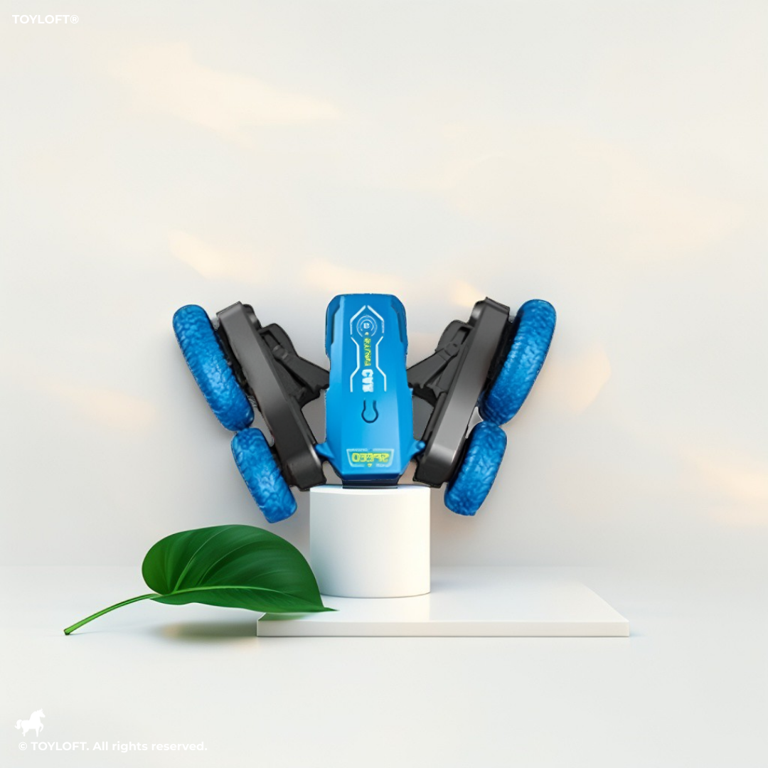 Blue - Turbo Stunt Car – 360° Flip RC Car for Kids, Rechargeable Remote Control Toy Vehicle LMI15815.