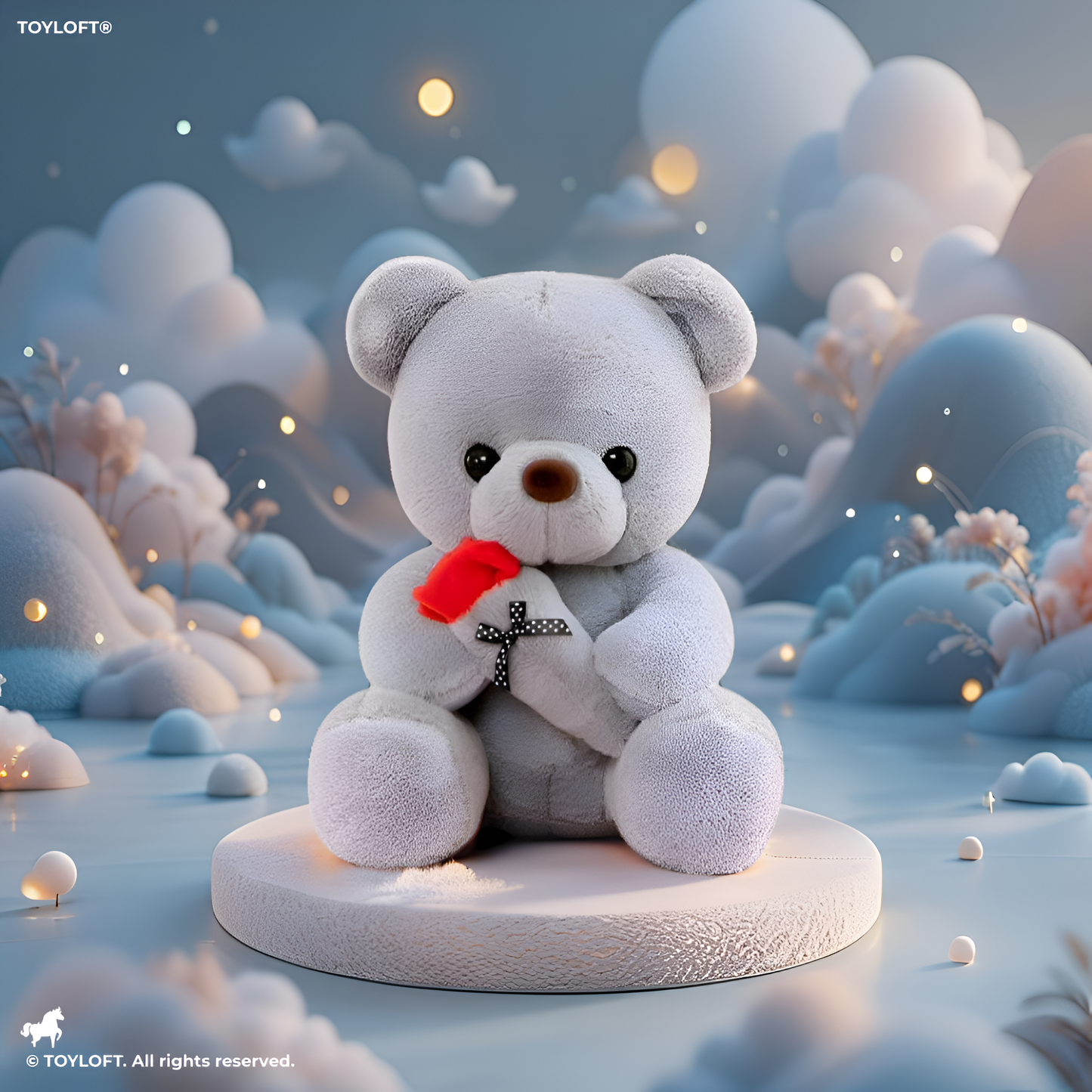 FluffyHeart Teddy Bear with Rose – Soft Toy for Kids, Boys, Girls & Romantic Gifts 10 inch -MS14010.