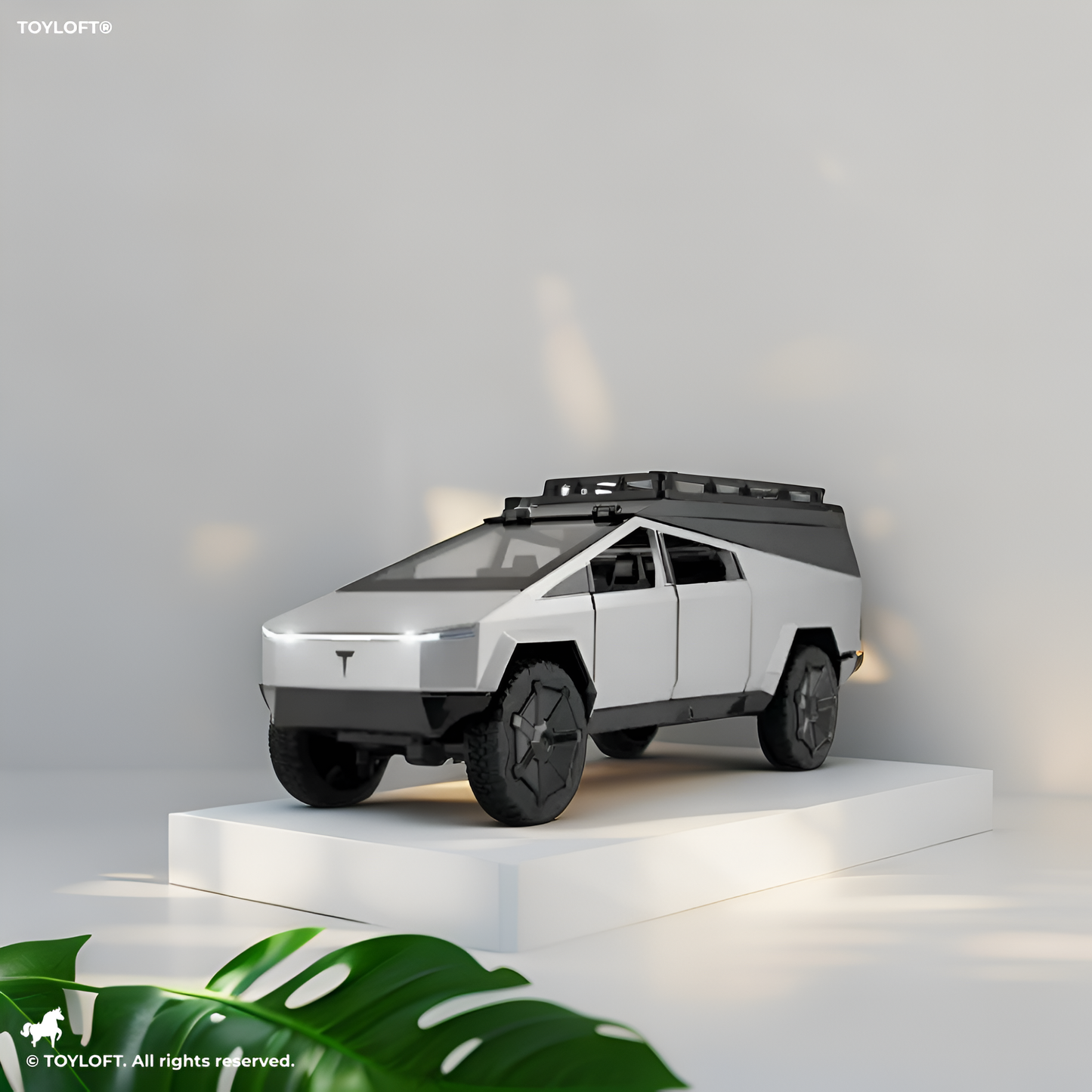 Tesla Cybertruck Adventure Toy with Roof Cargo Rack and Cyberquad 1:32 Scale | Premium Diecast Gift LMI15667