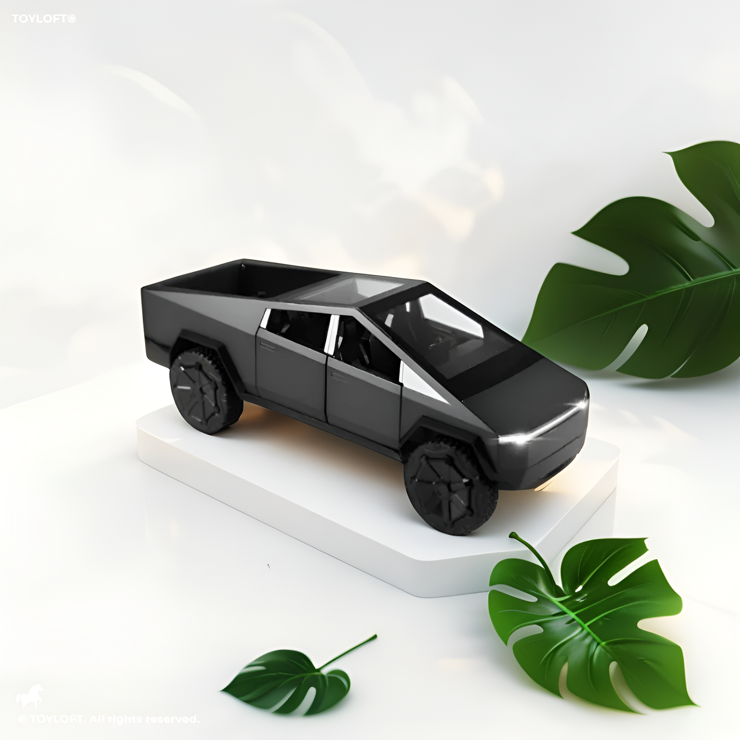 Black - Tesla Cybertruck Diecast Model with Cyberquad ATV | 1:32 Scale Collectible Toy Truck Set LMI15501