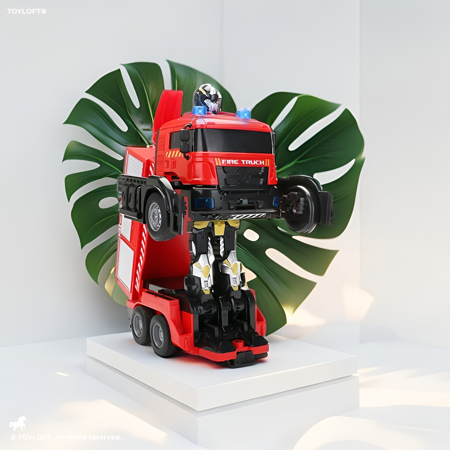 Transform Remote Control Fire Truck Toy For Kids - Red (NX-SUP-24)