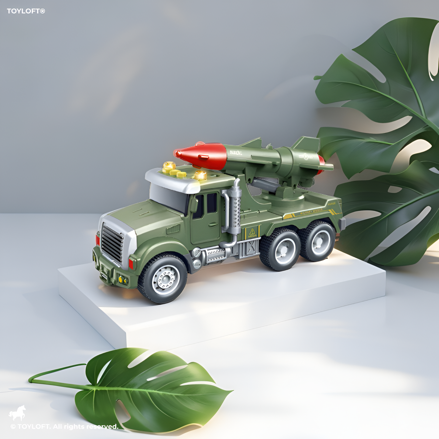 Military Missile Launcher Truck Toy | Realistic Die-Cast Army Vehicle for Kids Green LMI15422.