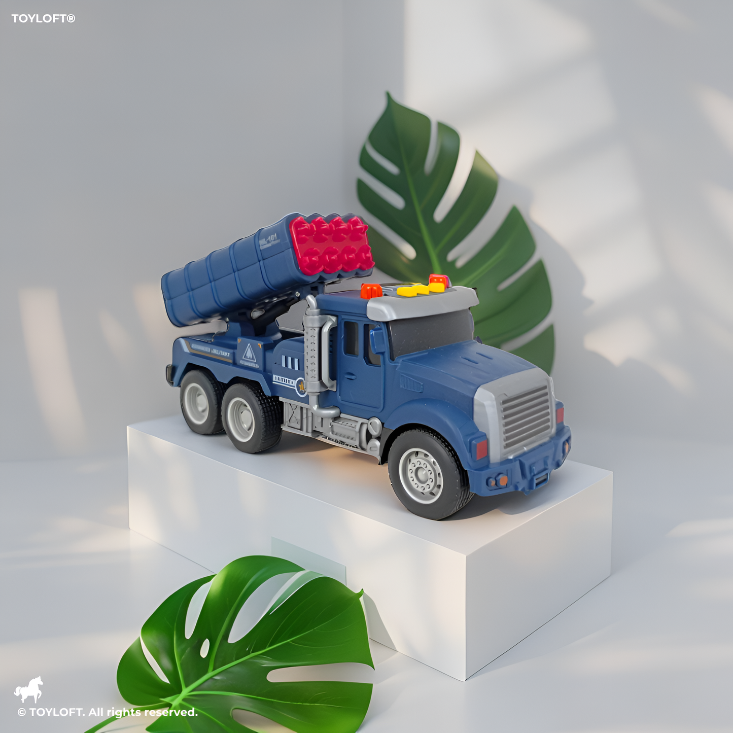 Military Missile Launcher Truck Toy | Realistic Die-Cast Army Vehicle for Kids Blue LMI15422.