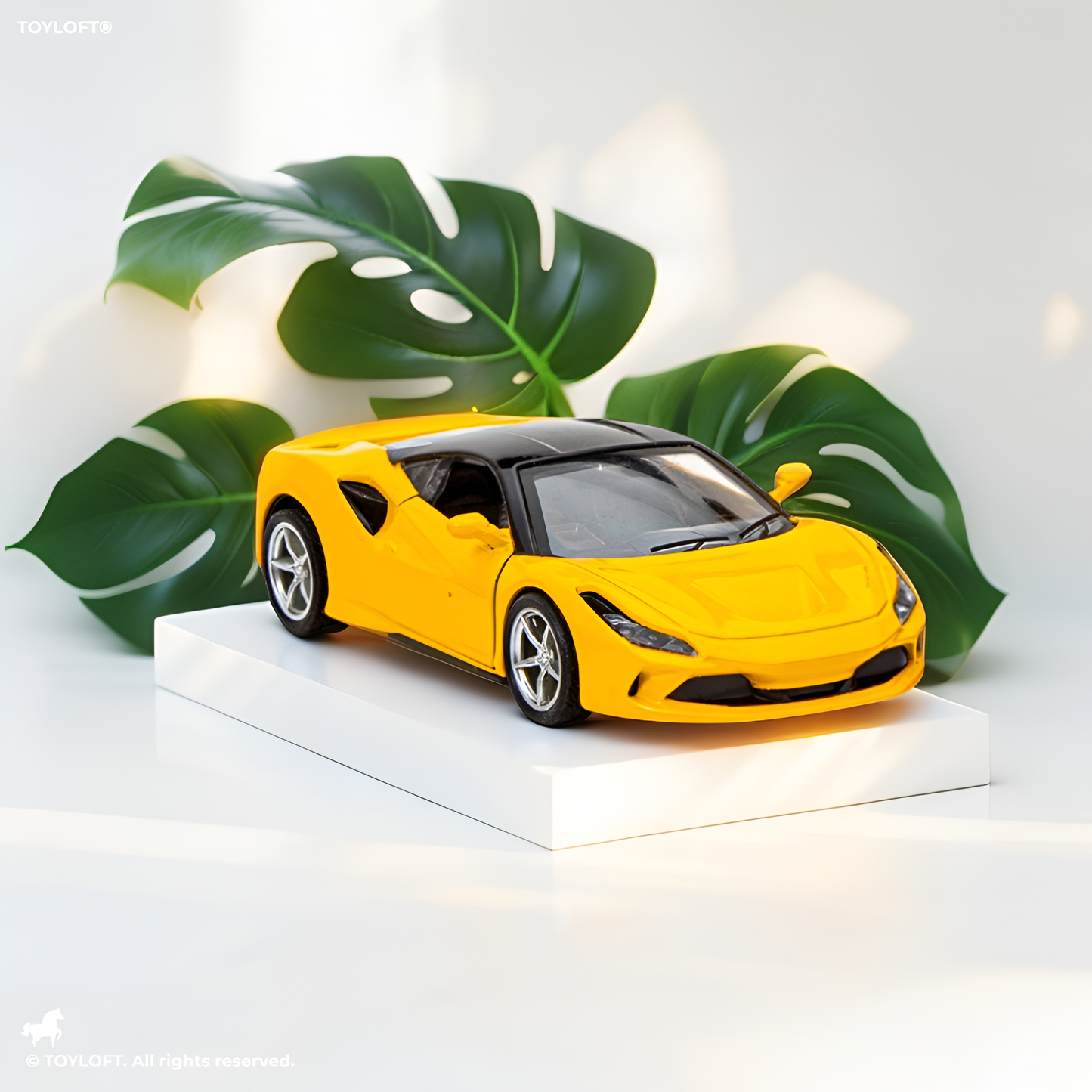 Ferrari F8 Tributo Diecast Car – Premium Collectible Model | Metal Sports Car Toy for Enthusiasts - Yellow Scale 1:32.