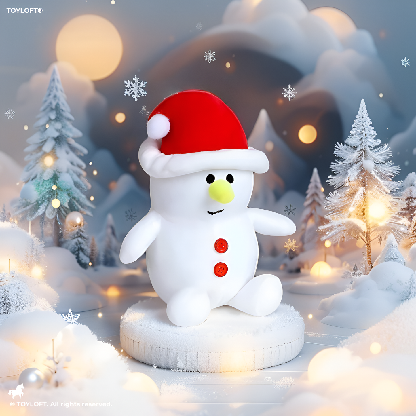 Christmas Snowman Plush Toy - Soft Stuffed Holiday Doll with Red Santa Hat for Kids.