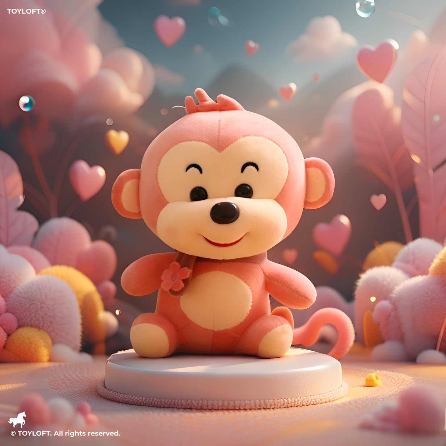 Happy Pink Monkey Plush Toy | Cuddly Stuffed Animal Soft Toy For Kids LMI14144