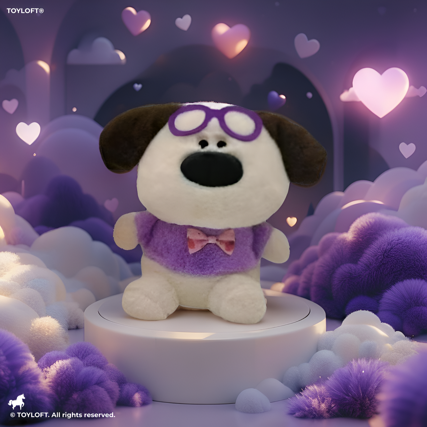 Purple - Cute Dog Soft Toy with Glasses – Adorable Plush Toy for Kids & Dog Lovers 8 inch - MS14489.