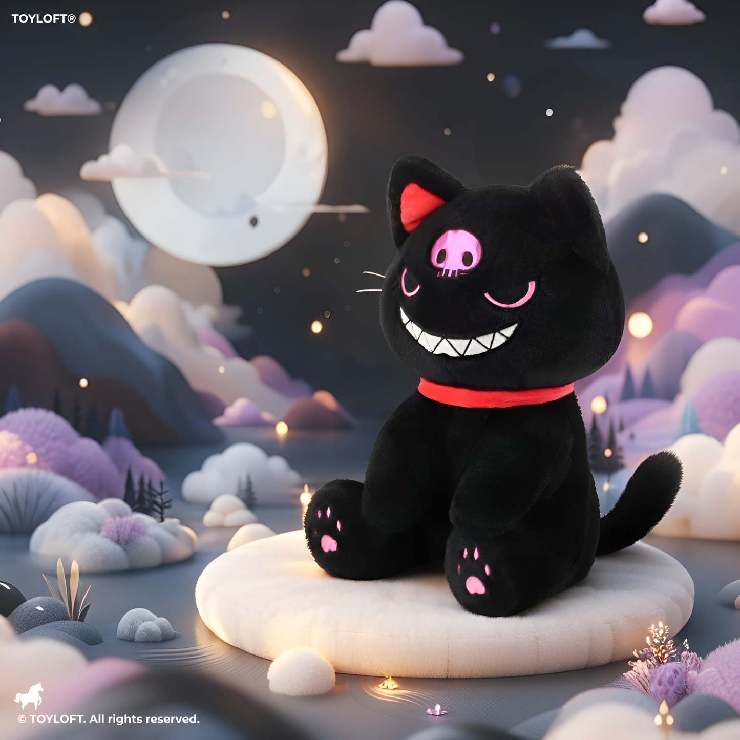 Black - KawaiiCat Plush Doll – Soft Stuffed Animal Toy & Cute Home Decoration 8 inch - MS14523.