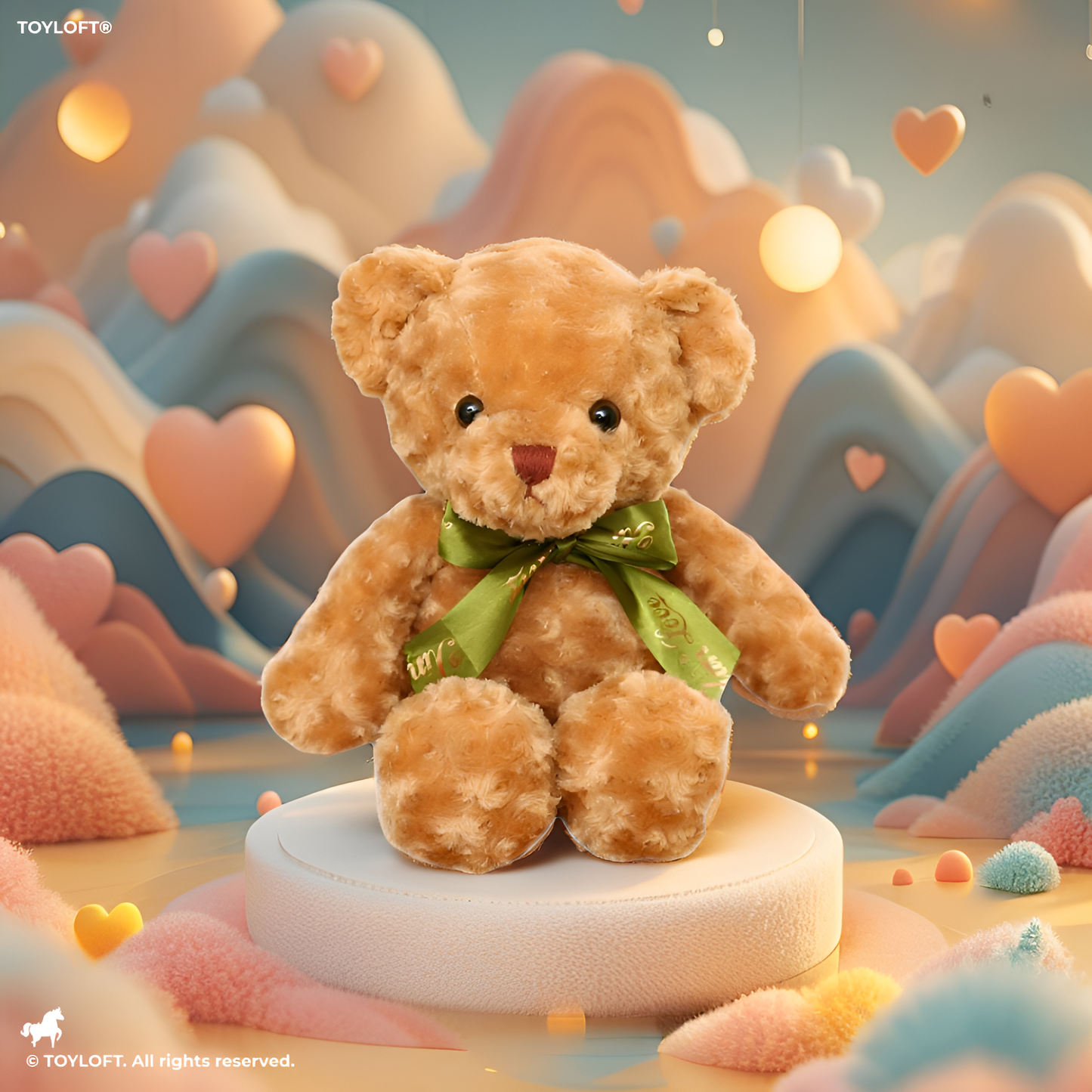Soft Toy Bear with Green Ribbon - 8-inch Cute and Cuddly Teddy for Kids LMI11464.