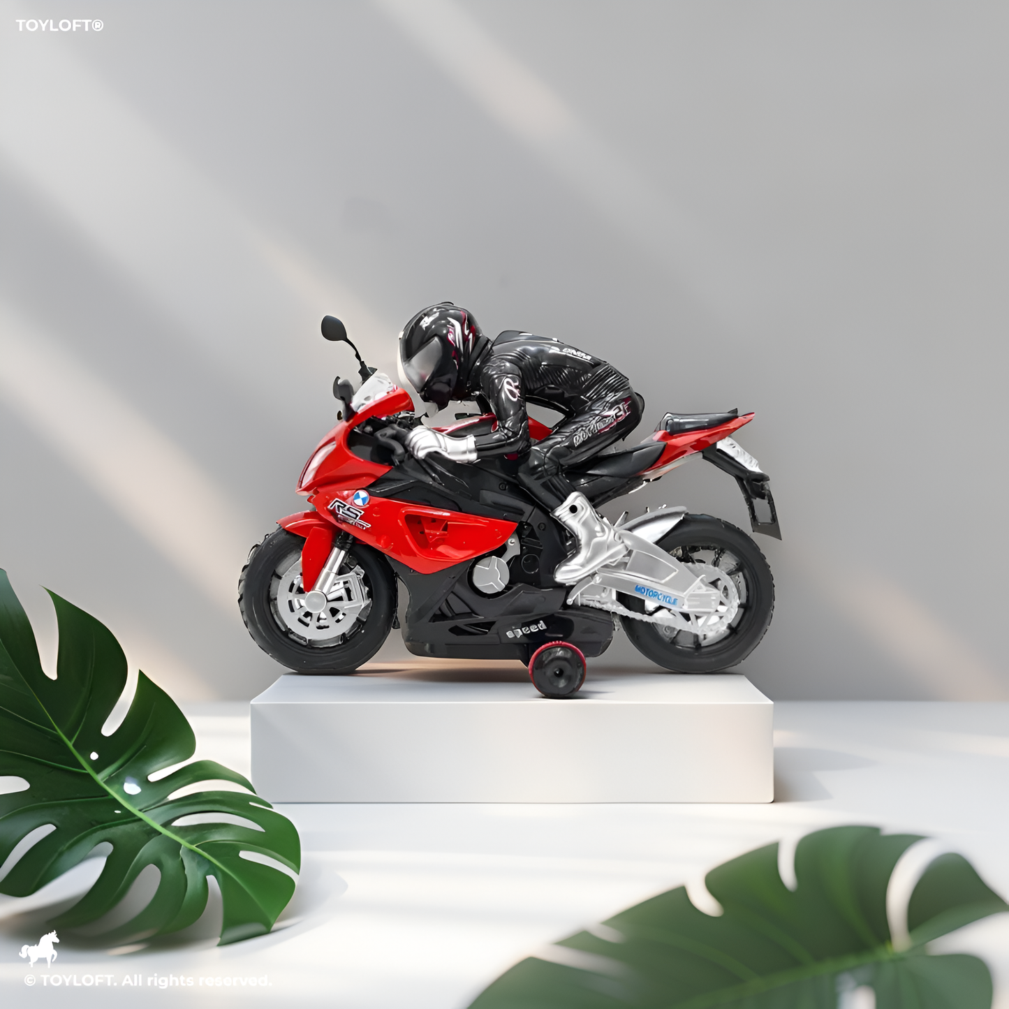 Red Stunt Racer Motorcycle Toy - Electric 360 Rotation Bike with Lights & Sound for Kids LMI12049