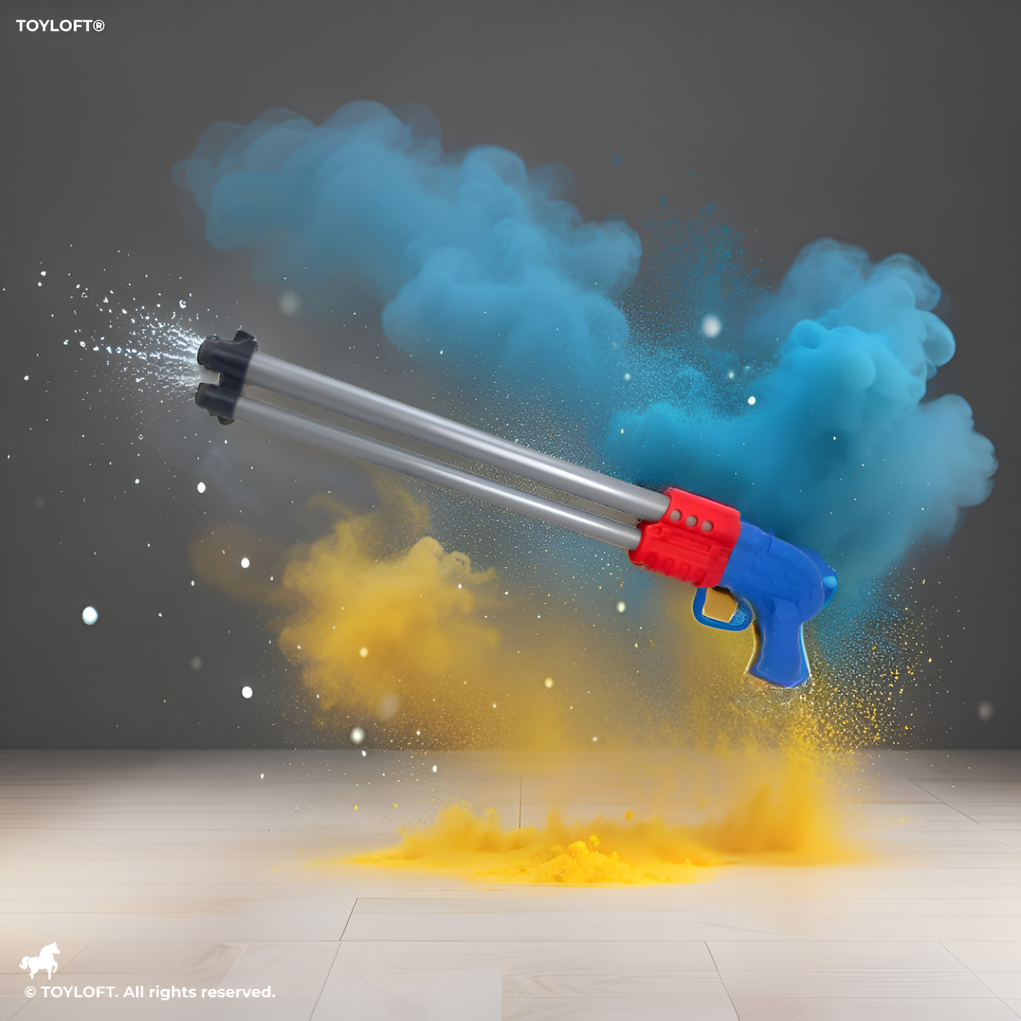 WaveBlaster Duo – Double Nozzle Water Gun Pichkari Toy for Kids Red LMI15837.