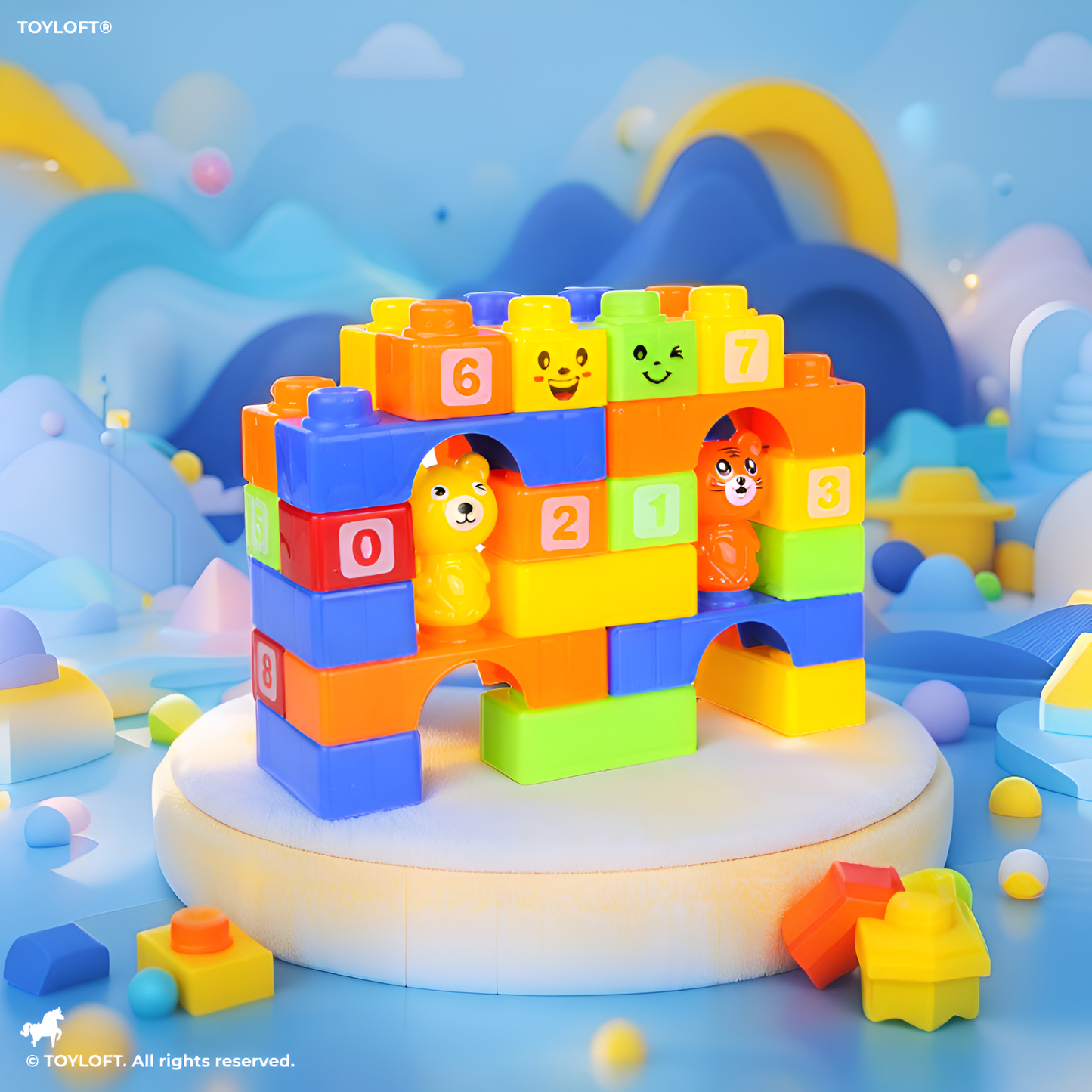 42-Piece Soft Building Blocks for Toddlers – Educational STEM Number & Animal Interlocking Construction Toy Set LMI7380.