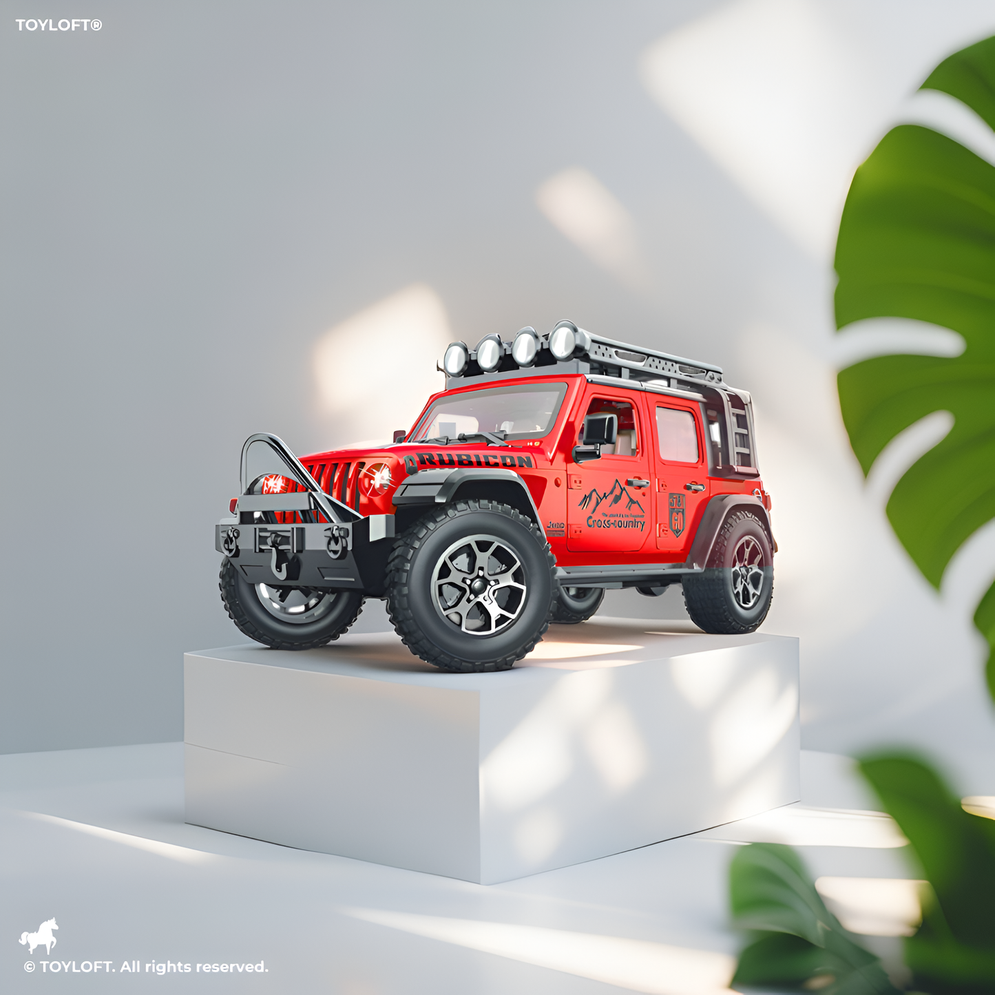 Red 1:16 Scale Yellow Off-Road Jeep Rubicon Toy – 4x4 Friction Powered Truck with Roof Rack, Lights & Sound for Kids 3+ LMI15711