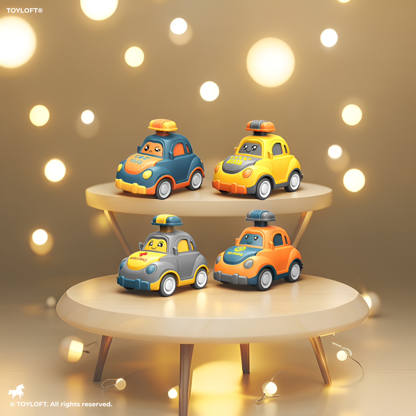 Pack of 4 Emergency Vehicles Toy Set – Ambulance, Fire Engine, Taxi & Police Car for Kids LMI12912.