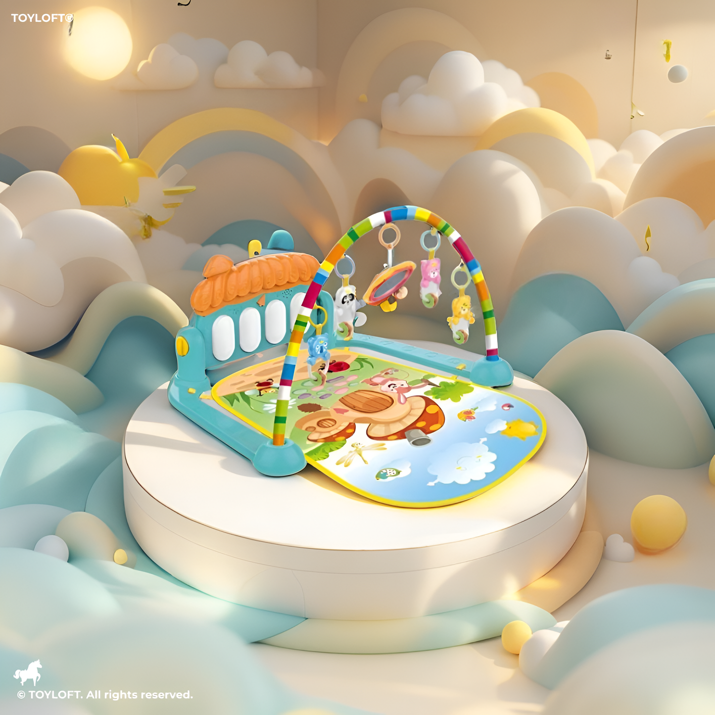 BabyTune Gym – Musical Play Mat with Piano Keyboard & Activity Toys | Infant Gym & Crawling Play Rug - LMI14408