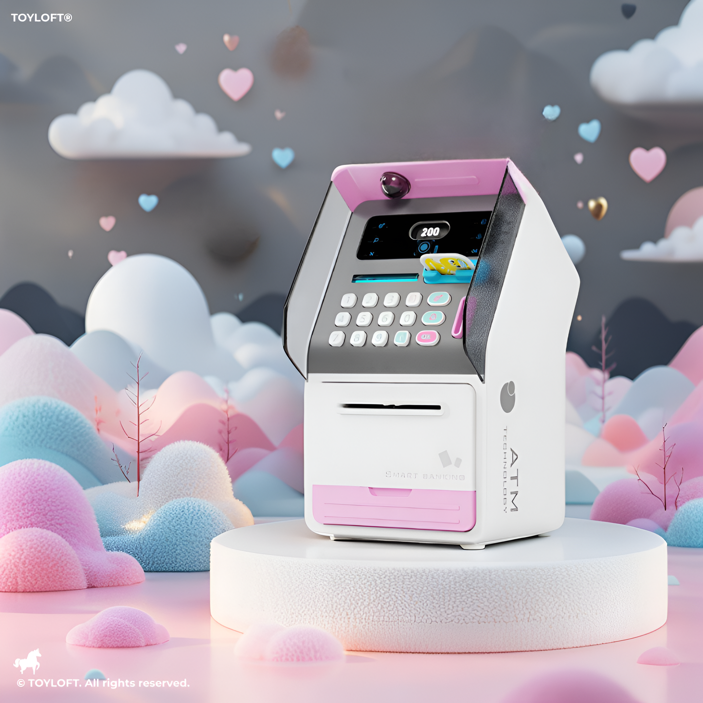 Pink - Smart ATM Piggy Bank for Kids – Face Recognition Money Saving Box Educational Toy for Kids LMI15689.