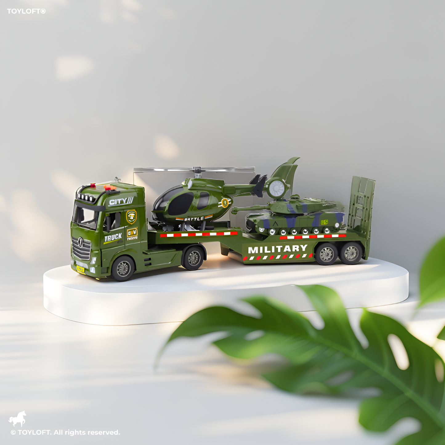 Military Truck Toy with Tank & Helicopter | Big Size Army Play Set for Kids LMI15764.