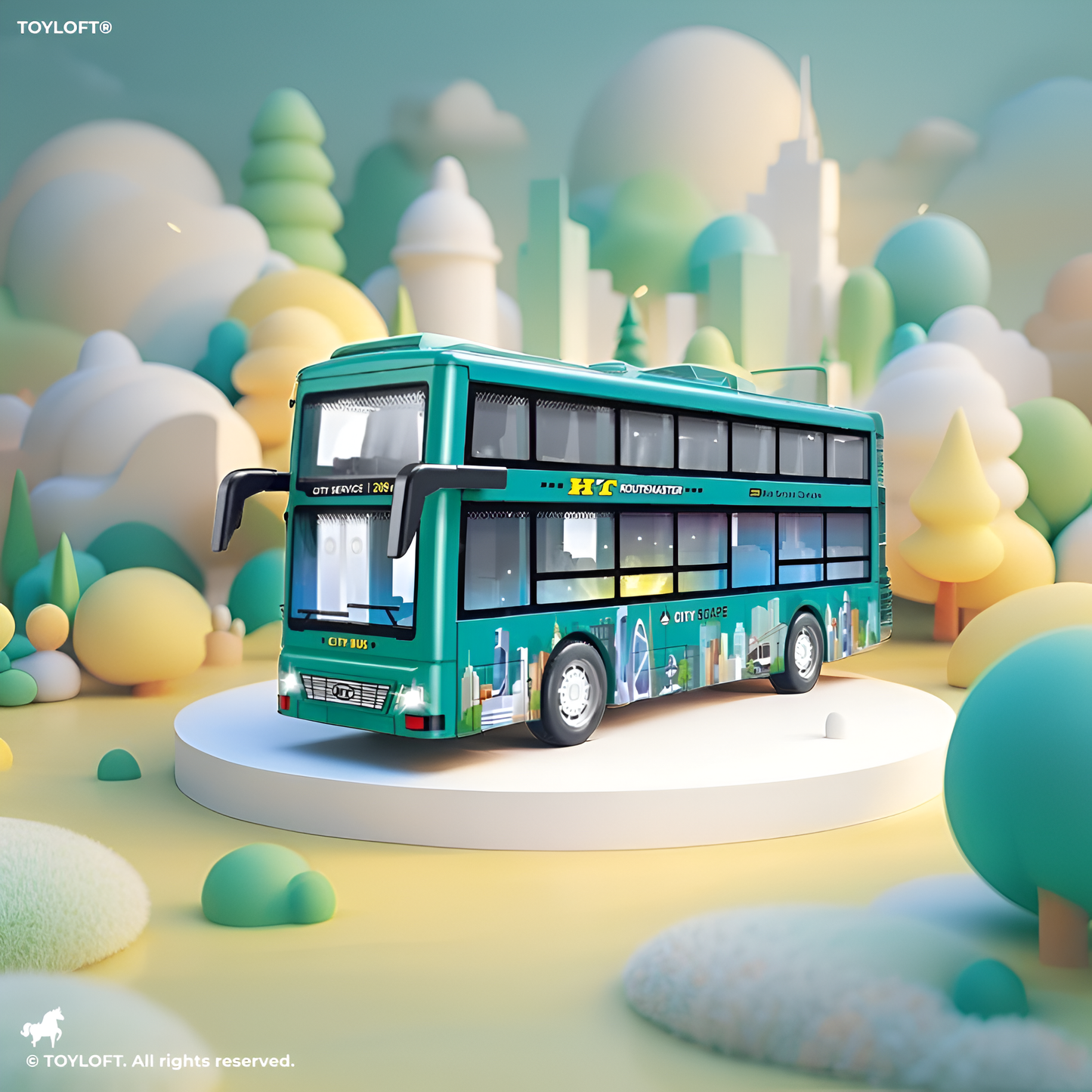 CityTourer – Double-Decker Sightseeing Bus Toy for Kids | Inertia Car Model with Openable Doors, Lights & Music Simulation LMI14907.