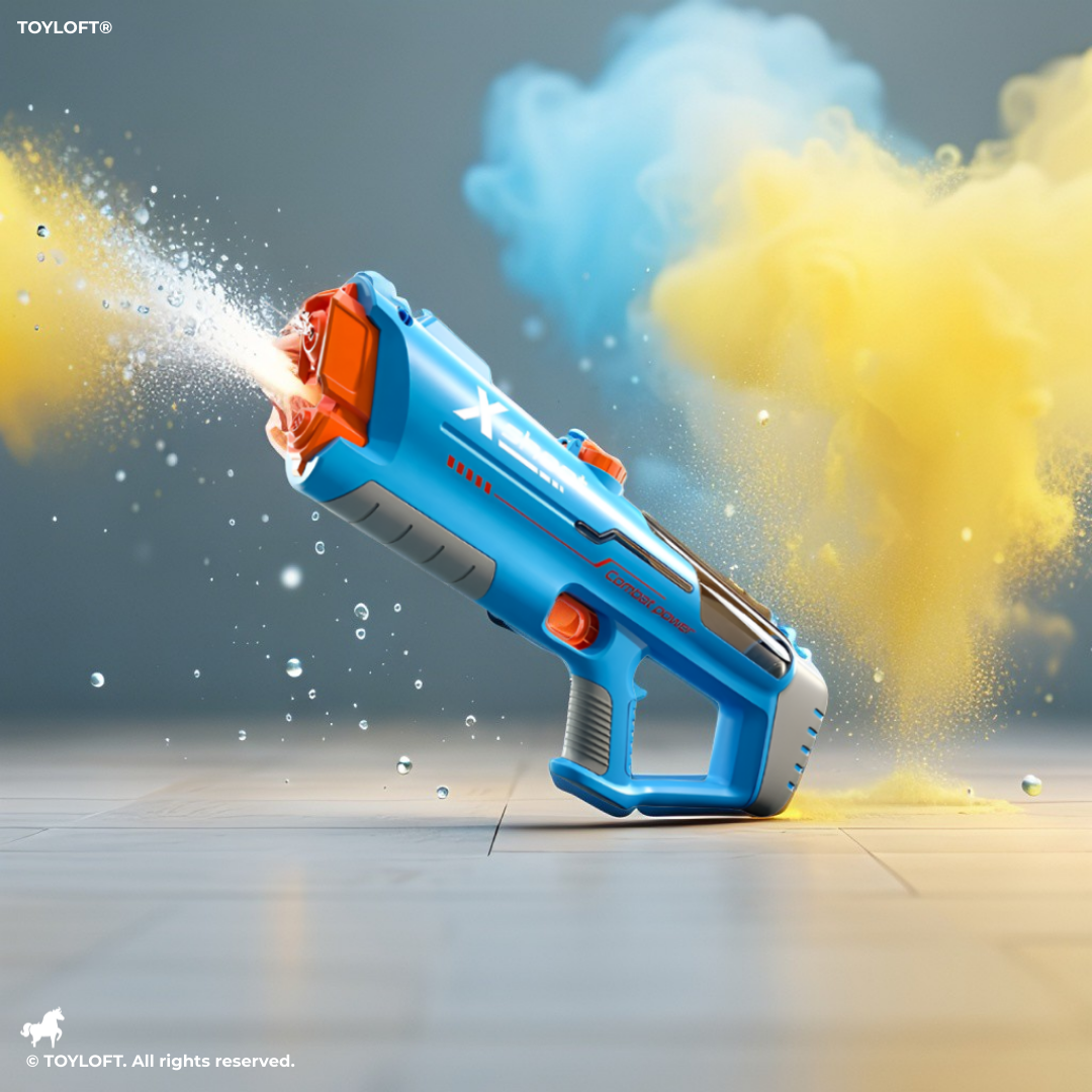 Blue Futuristic Electric Water Gun – High-Velocity Automatic Water Blaster Toy for Kids & Adults – Rapid Fire Summer Pool & Beach Fun LMI15427
