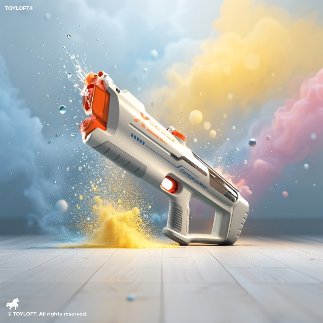 Grey Futuristic Electric Water Gun – High-Velocity Automatic Water Blaster Toy for Kids & Adults – Rapid Fire Summer Pool & Beach Fun LMI15427