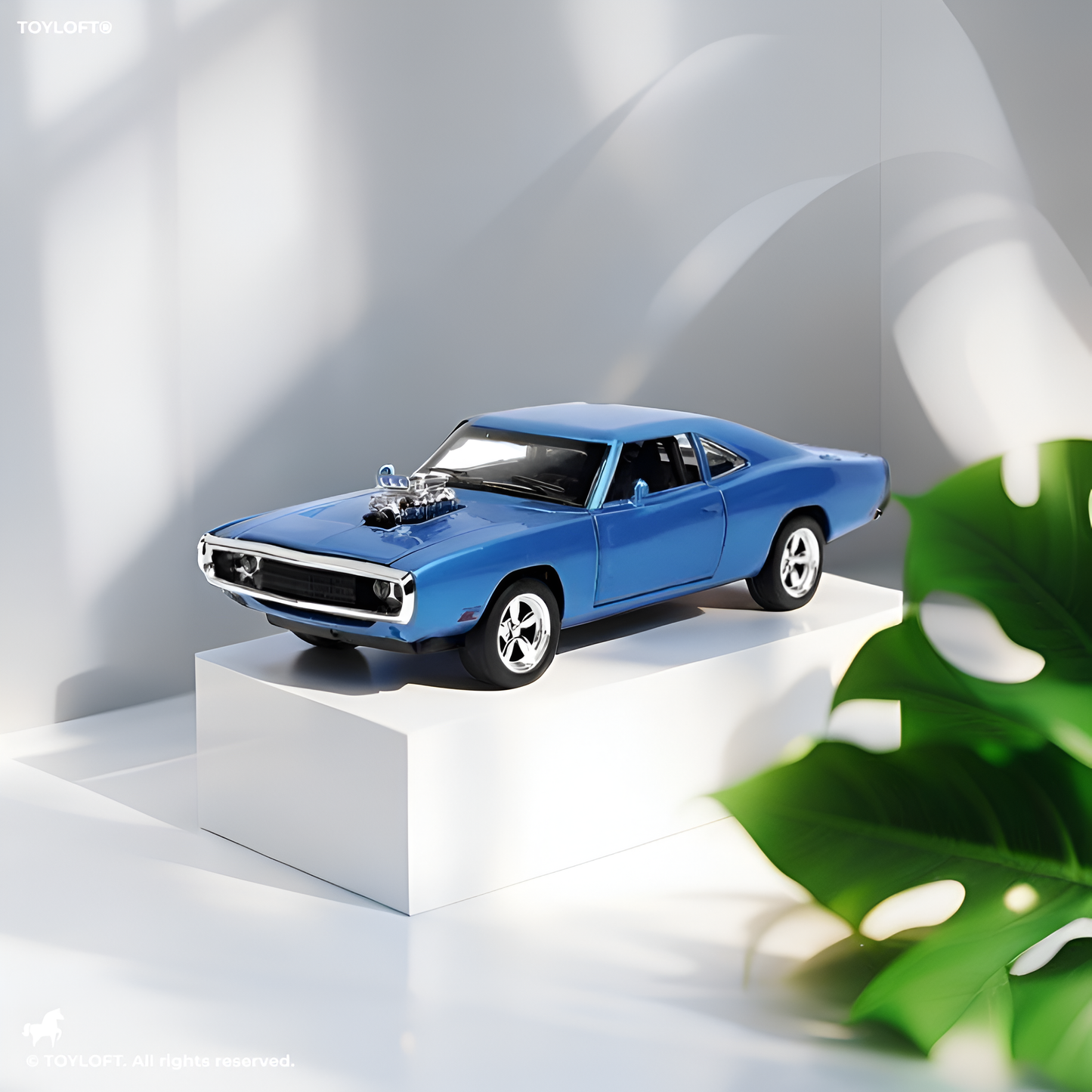 Blue - 1970 Dodge Charger Diecast Car Metal Model  – Fast & Furious 7 Edition - Scale 1:32 - TV4893.