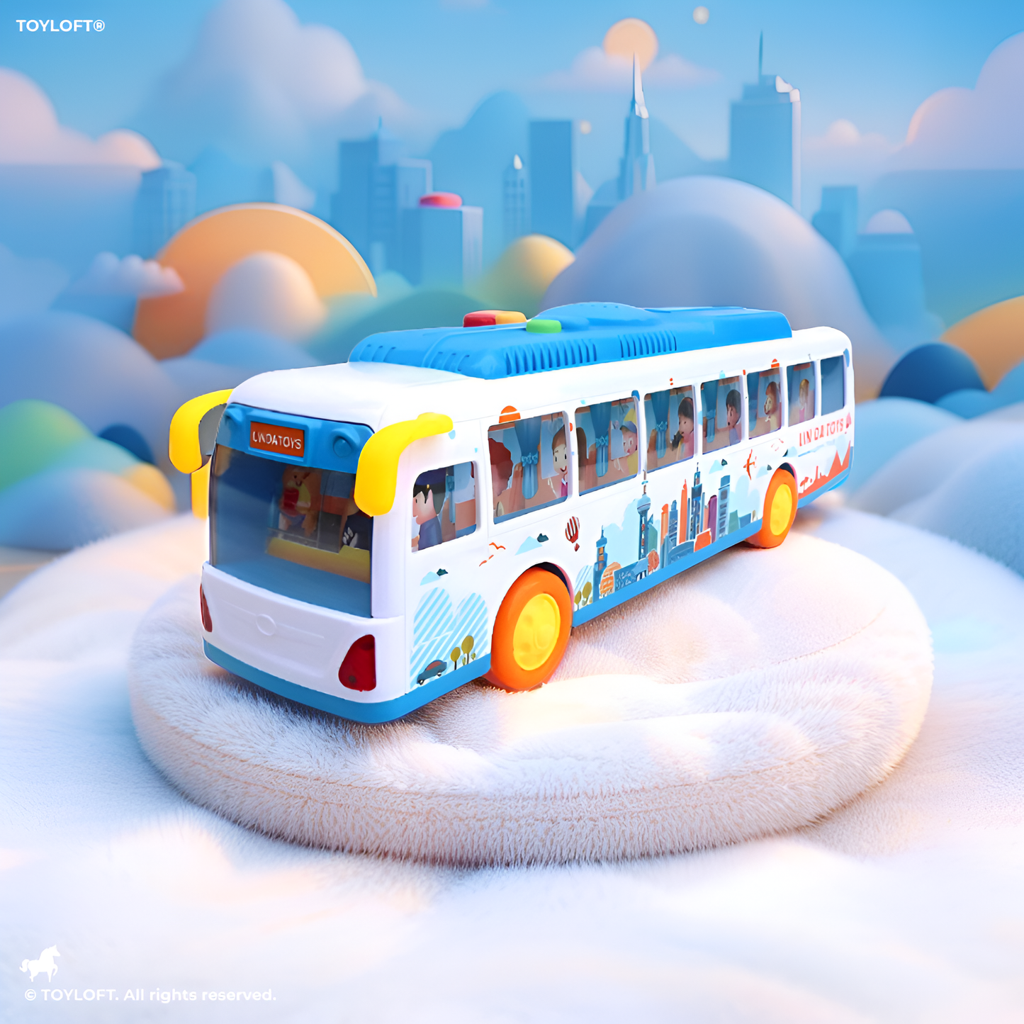 City Inertial Public Bus Toy for Kids – Friction Powered City Transport Vehicle LMI13006.