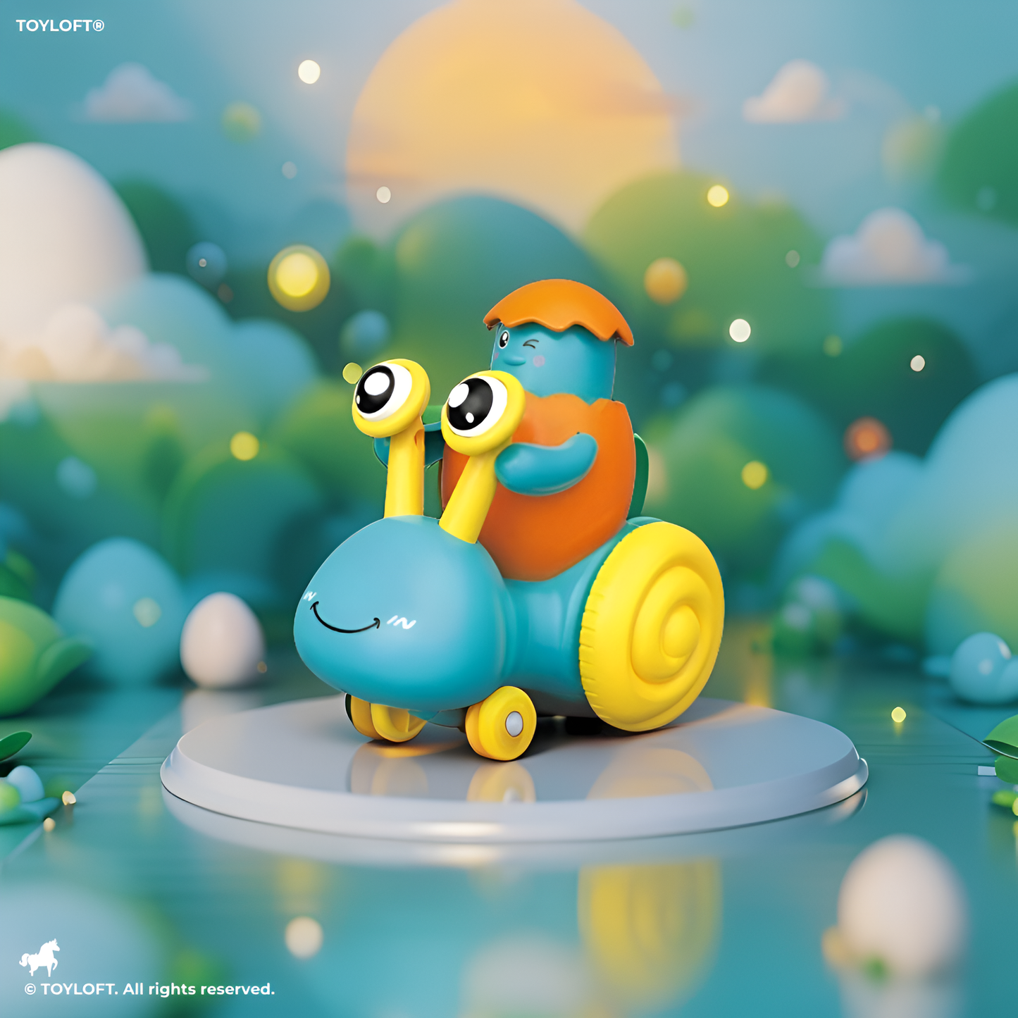 Green - Push and Go Snail Toy with Winking Egg Rider | Rolling Baby & Toddler Motor Skills Toy LMI12712