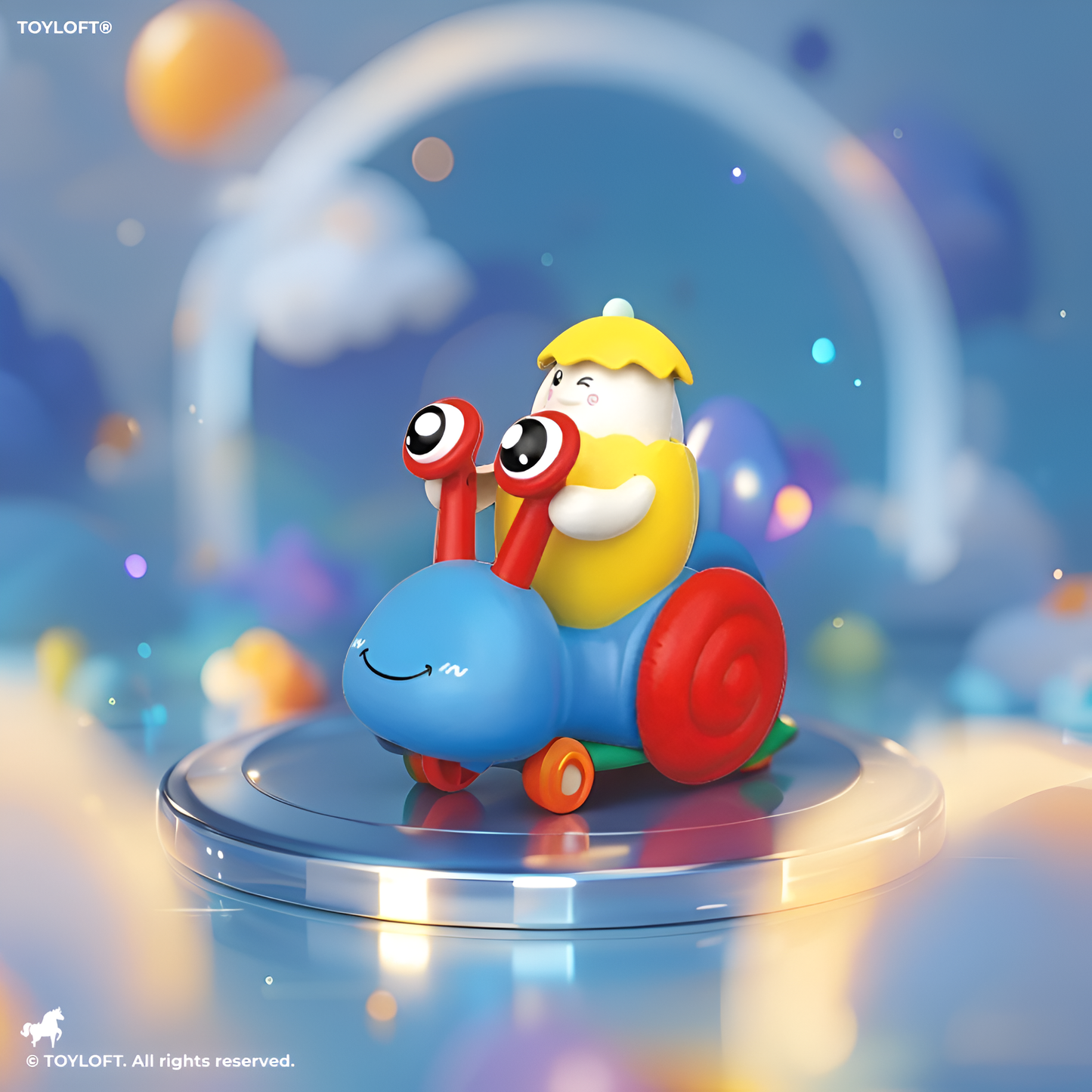 Blue - Push and Go Snail Toy with Winking Egg Rider | Rolling Baby & Toddler Motor Skills Toy LMI12712