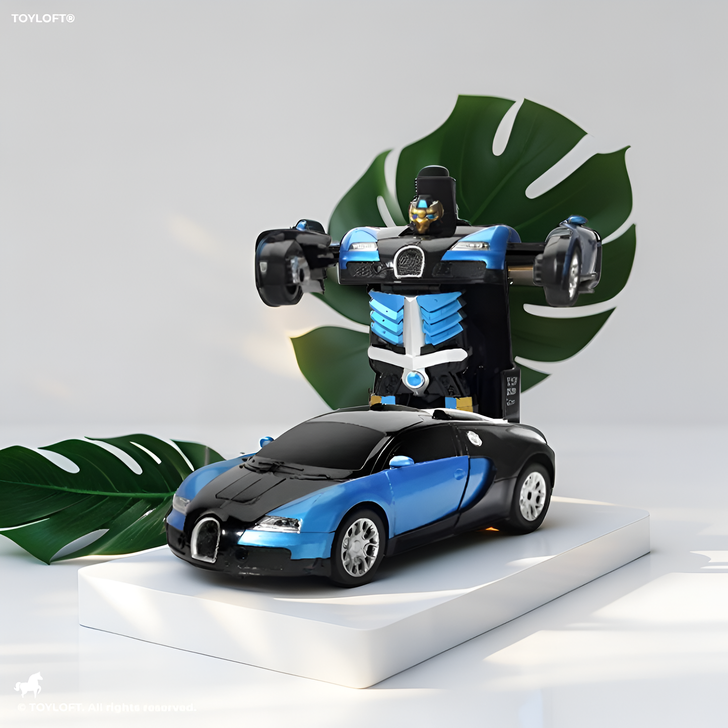 Blue - Deformation Car Toy – 2-in-1 Diecast Transforming RC Robot Car | Automatic Inertial Impact Car for Kids – Perfect Gift - MD1796.