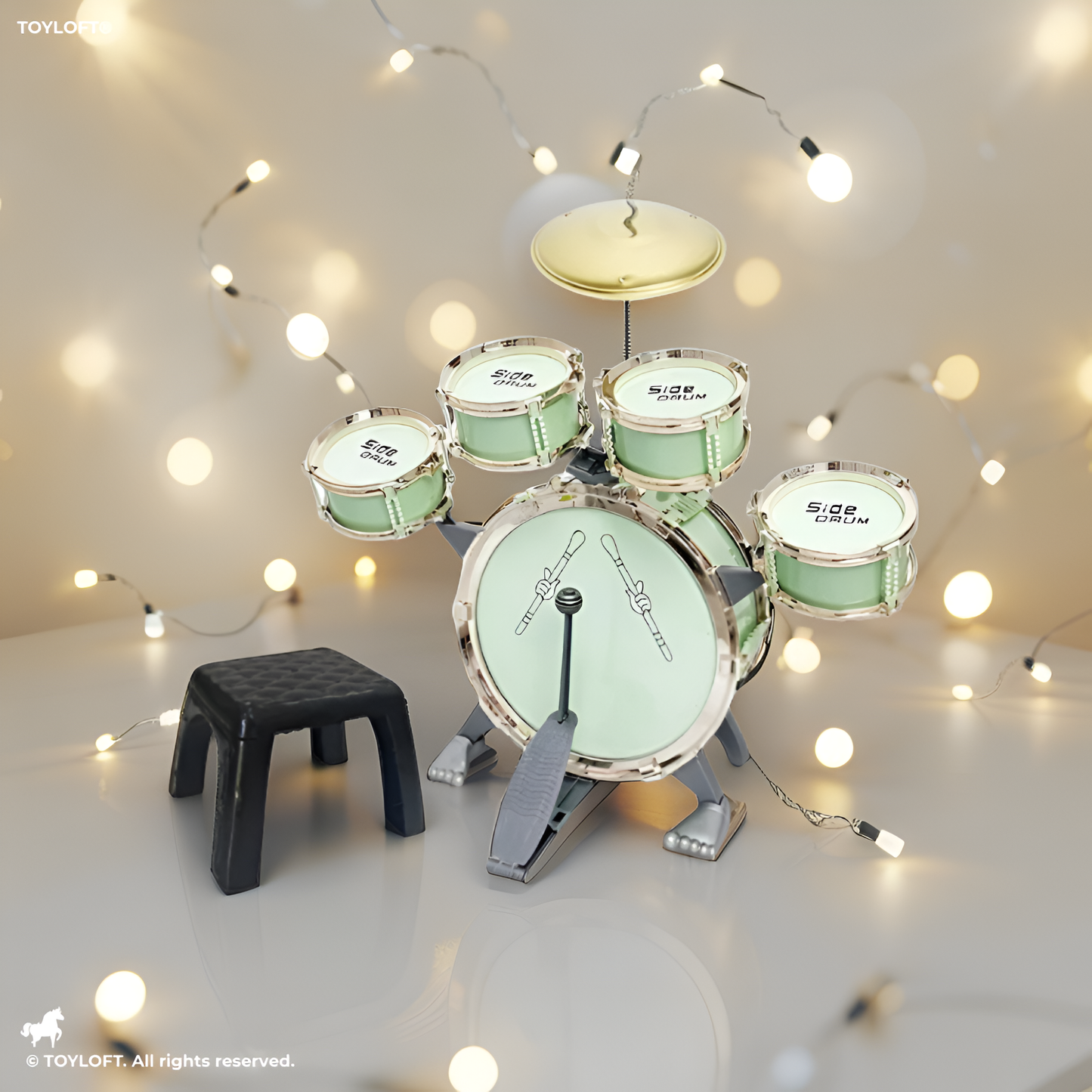 Kids Jazz Drum Set Toy – 5 Drums Musical Instrument Kit for Boys & Girls – Early Learning Educational Toy Gift for Ages 3+ – Includes Throne, Pedal, and Cymbal LMI14070