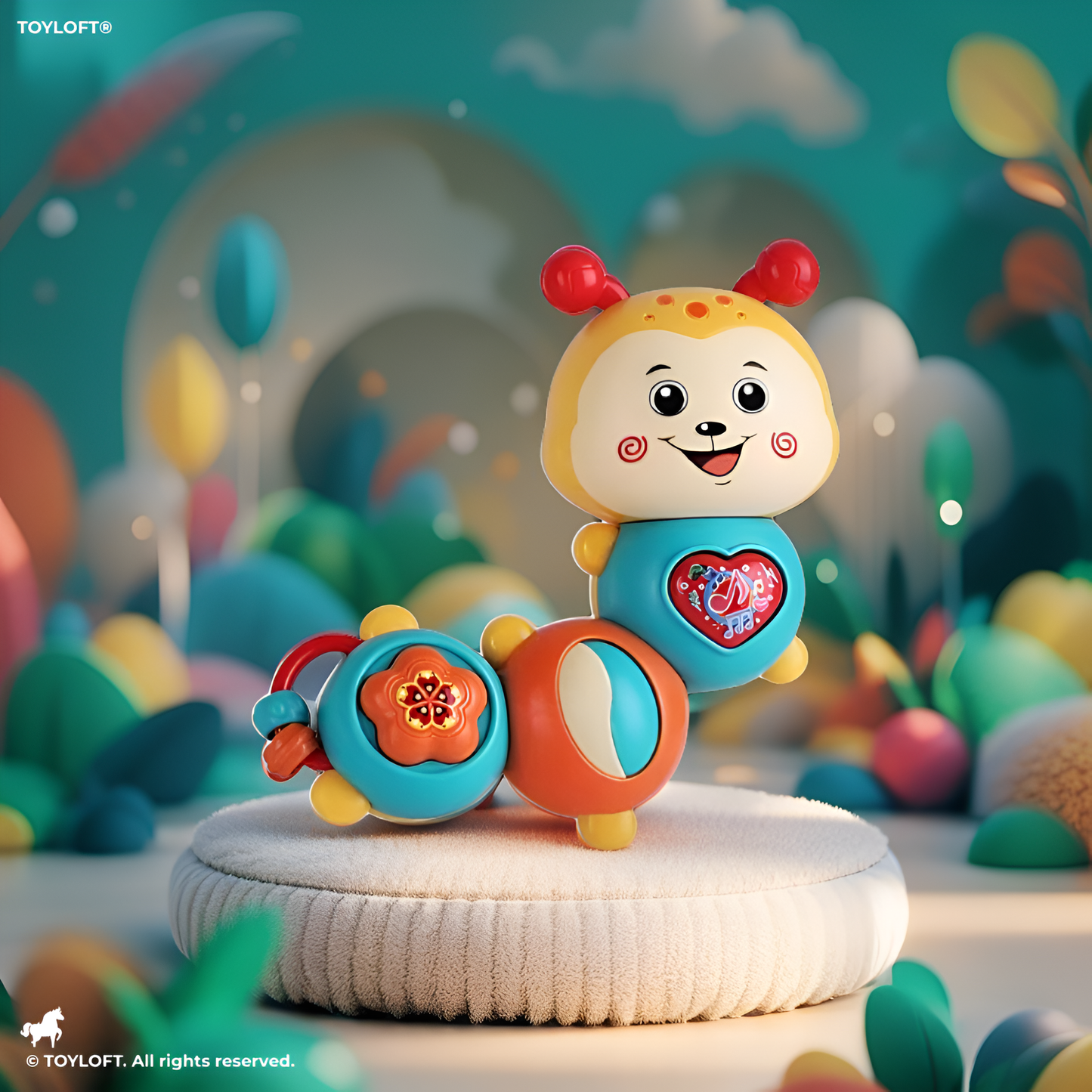 Musical Caterpillar Baby Toy with Lights and Sounds, Interactive Sensory Toddler Toy with Spinning Parts, Whistle & Beanbag Orange NX13406.