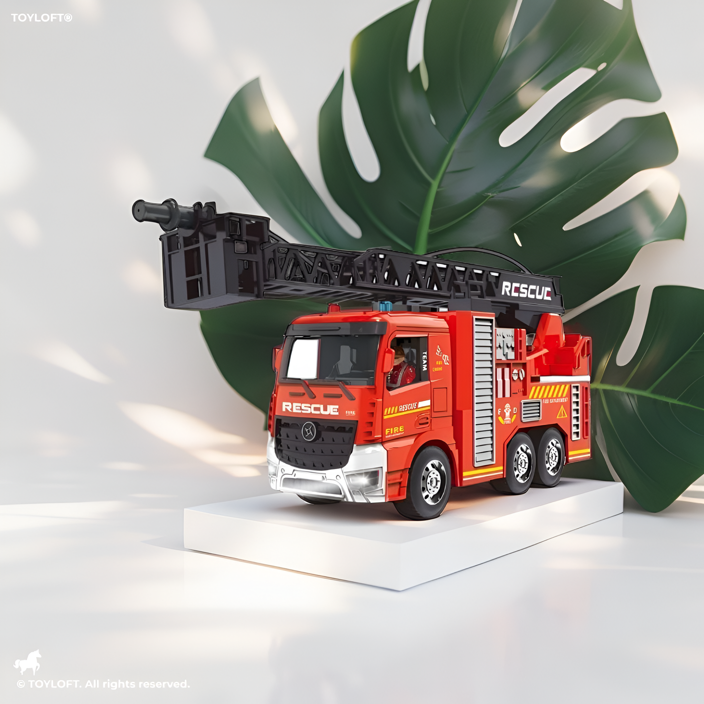 FireFlash RC Fire Truck – Remote Control Fire Truck Toy with Jet Pump, Lights & Sounds | Firefighter Rescue Vehicle for Kids - MD1809