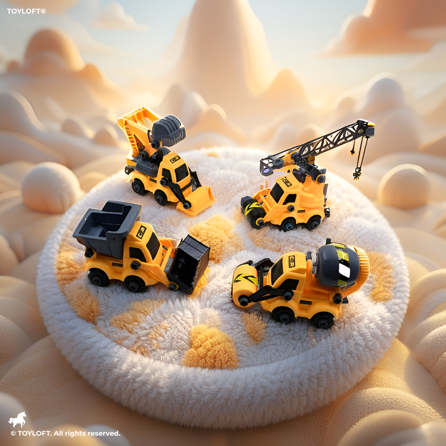 DIY Construction Truck Set for Kids – 4-Pack Take-Apart Engineering Vehicles with Cement Mixer, Excavator & Dump Truck STEM Toy LMI10726.