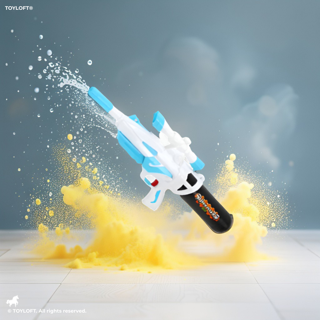 Sleek White & Blue Water Gun Pichkari for Adults & Kids | Long-Range Summer Soaker LMI14291.