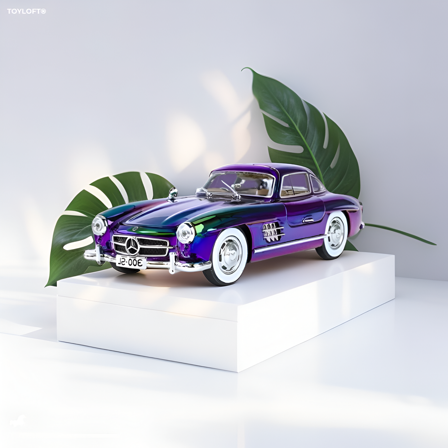 Purple - Mercedes-Benz 300SL – Diecast Alloy Metal Model Toy - Scale 1:24 Vintage Car.