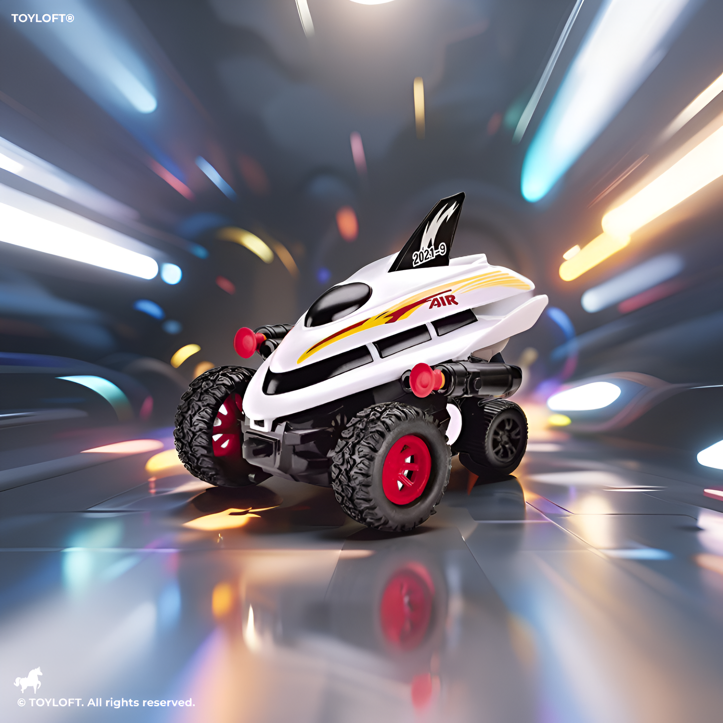 Speed Racer Pull Back Car – Fast Mini Racer Vehicle with Big Wheels White LMI13763.