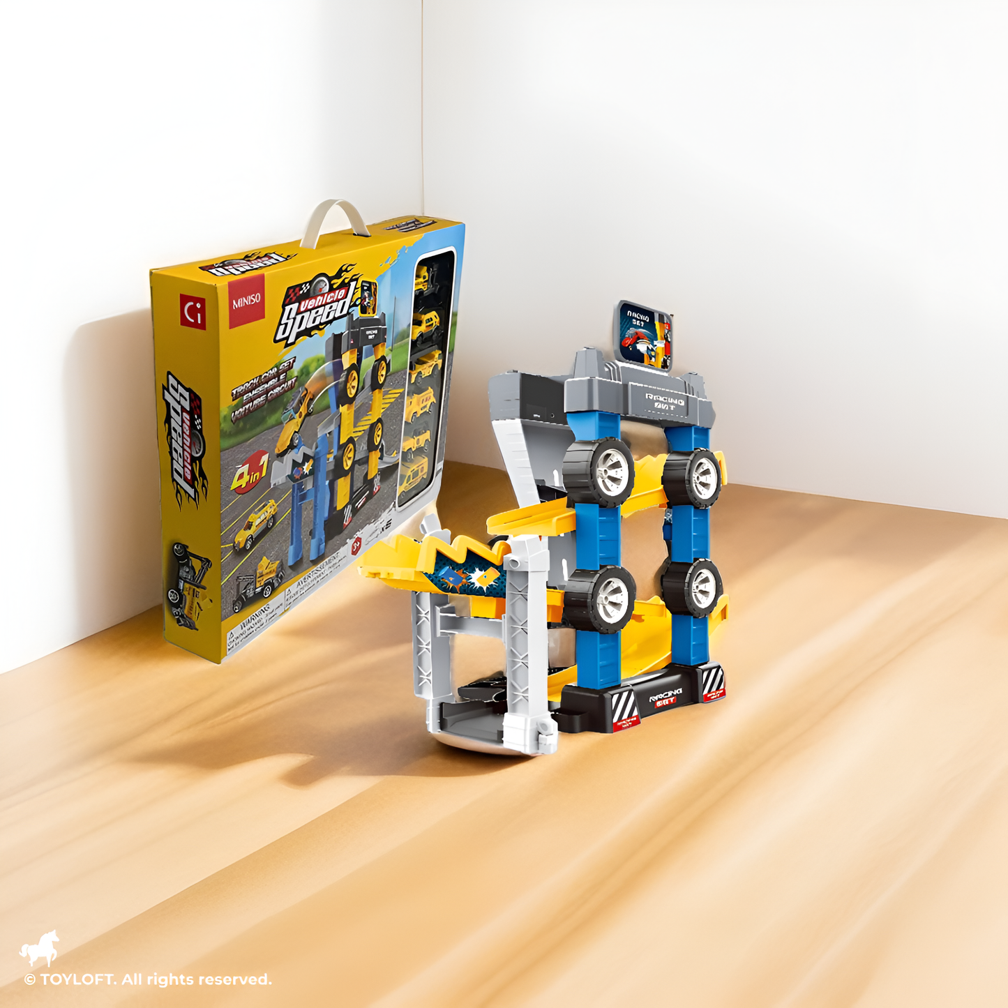 Track Car Set Engineering Vehicle - 6 Pcs Yellow (MS-M-24)