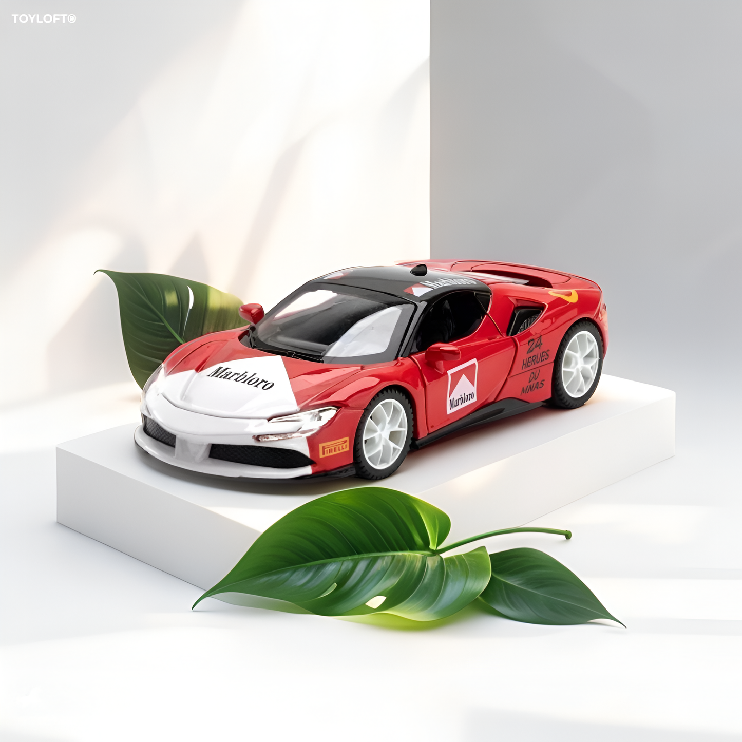 Ferrari SF90 Sports Car Diecast Model Scale 1:32 – Metallic Red –  With Acrylic Display Box
