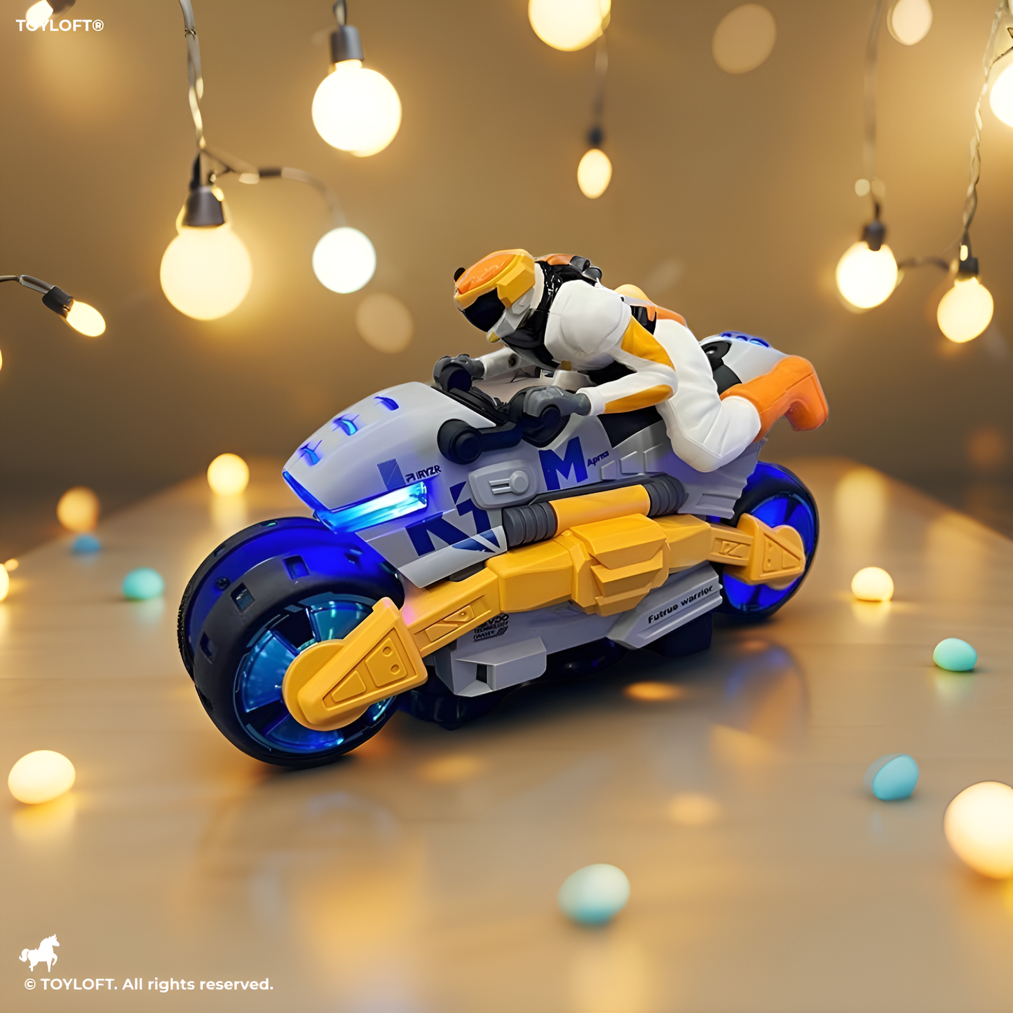 360 Degree Rotating Futuristic Stunt Bike Toy For Kids - Light & Sound - Durable