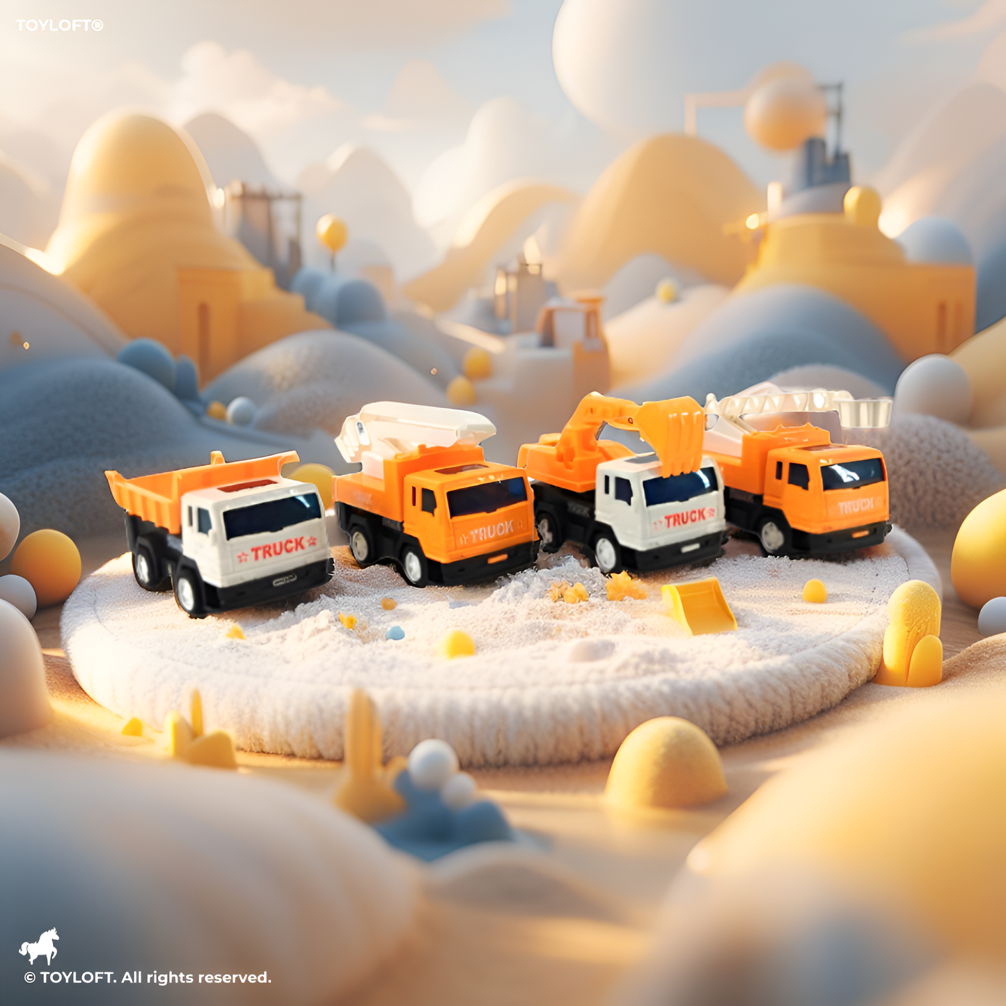 4-Pack Construction Vehicle Toy Set for Toddlers – Heavy Duty Dump Truck, Excavator & Crane Engineering Trucks LMI14300.