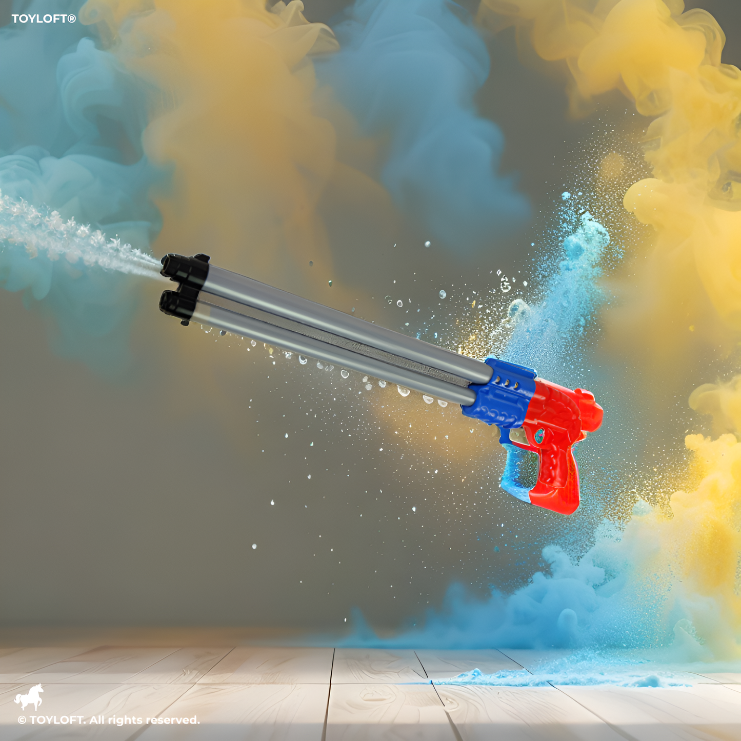 WaveBlaster Duo – Double Nozzle Water Gun Pichkari Toy for Kids Blue LMI15837.