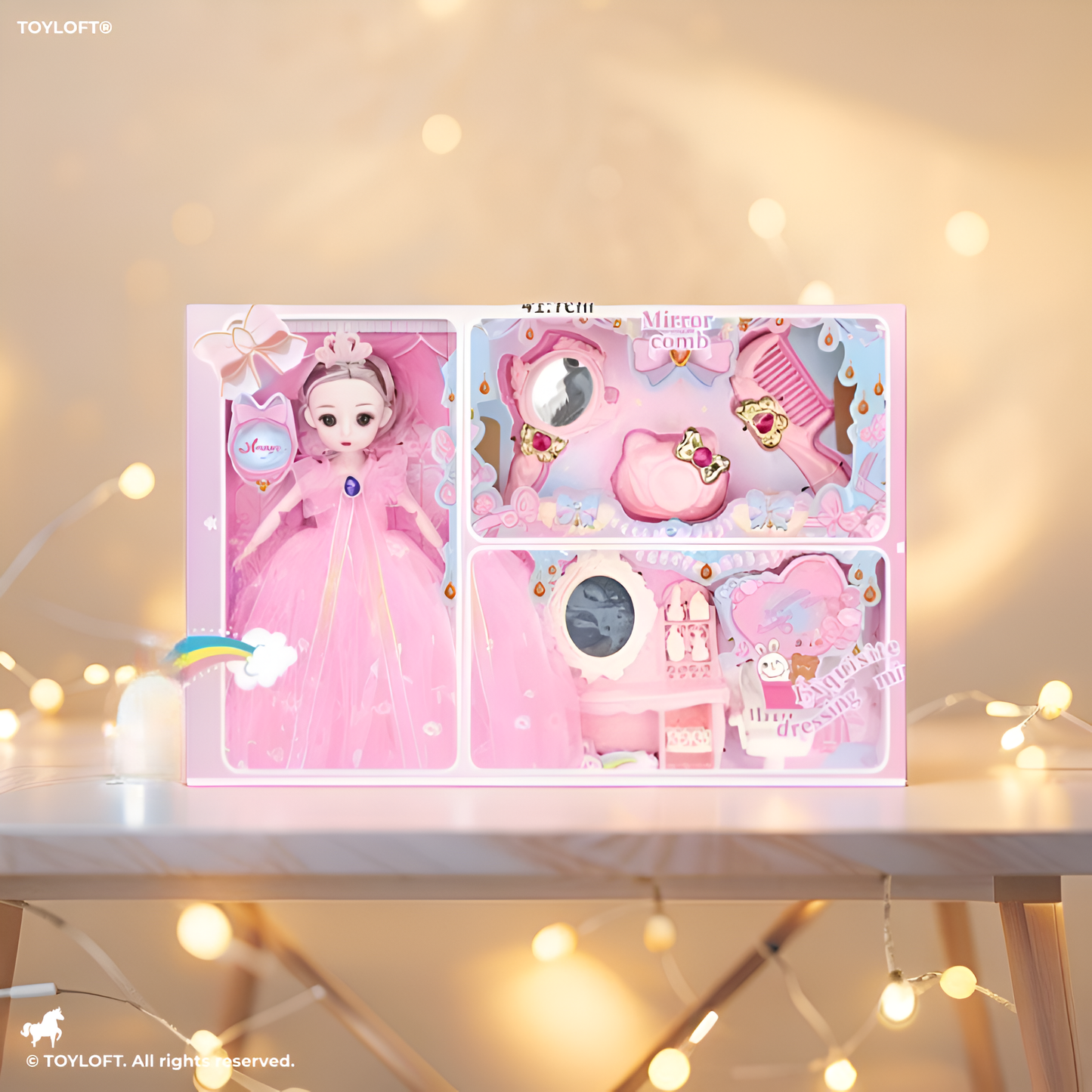 Princess Doll Playset with Vanity Table – Girls’ Fashion Doll & Beauty Accessories NX15285.