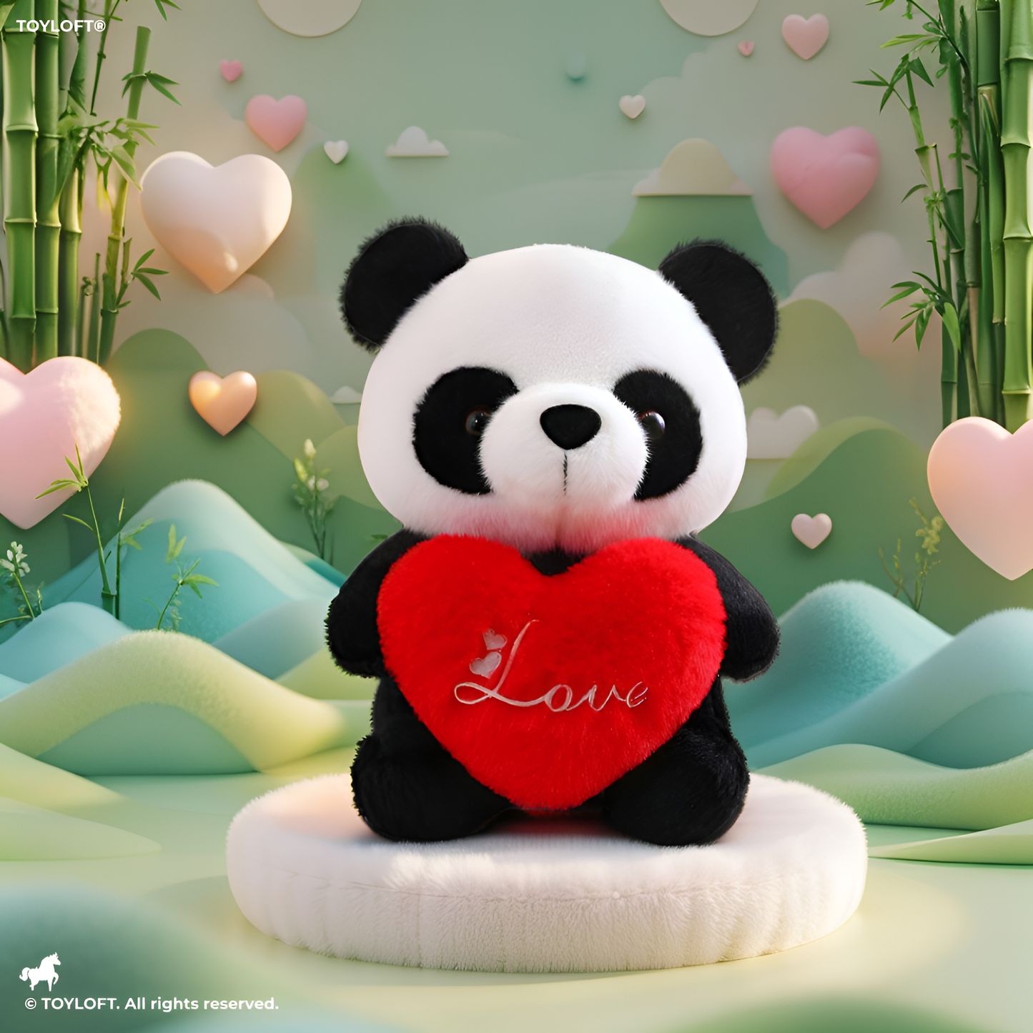 "7-inch Panda Teddy Bear with Red Heart - 'Love' Stuffed Animal Soft Toy for Gifting" LMI11382