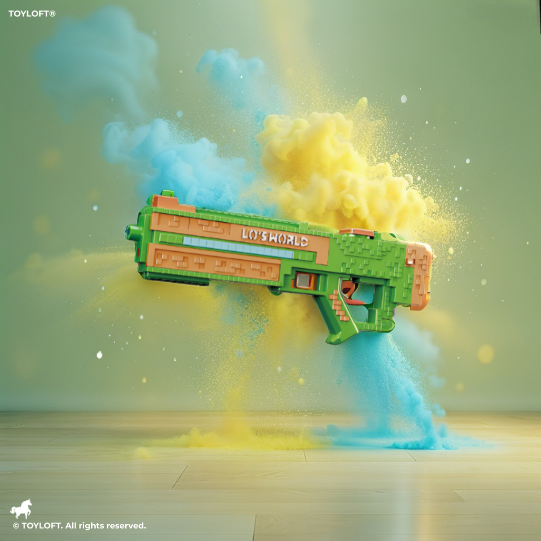 Minecraft-Inspired Electric Water Gun - 47cm Automatic Pixel Water Blaster with RGB Lights, Rechargeable High-Power Squirt Gun for Kids & Adults Green LMI15742.