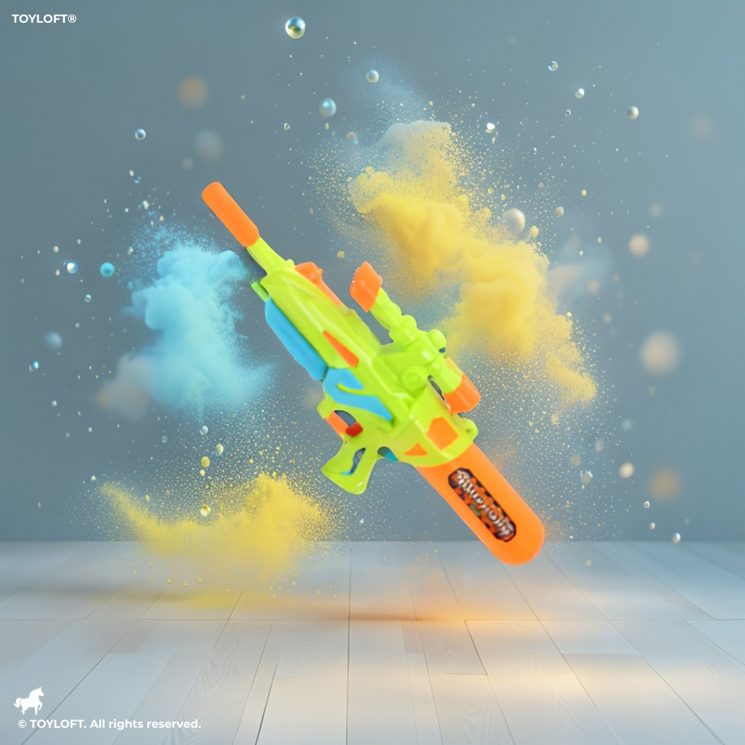 Neon Green & Orange Water Gun Pichkari for Adults & Kids | Long-Range Summer Soaker LMI14291.