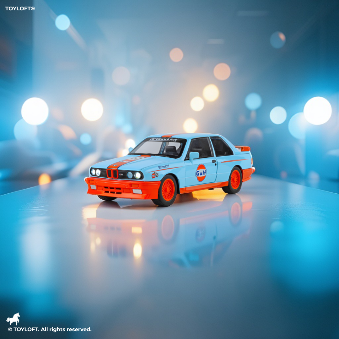 Blue - BMW E30 M3 DTM Race Car Diecast Model | Warsteiner Livery 1:24 Scale | Classic Touring Car Collectible LMI15794